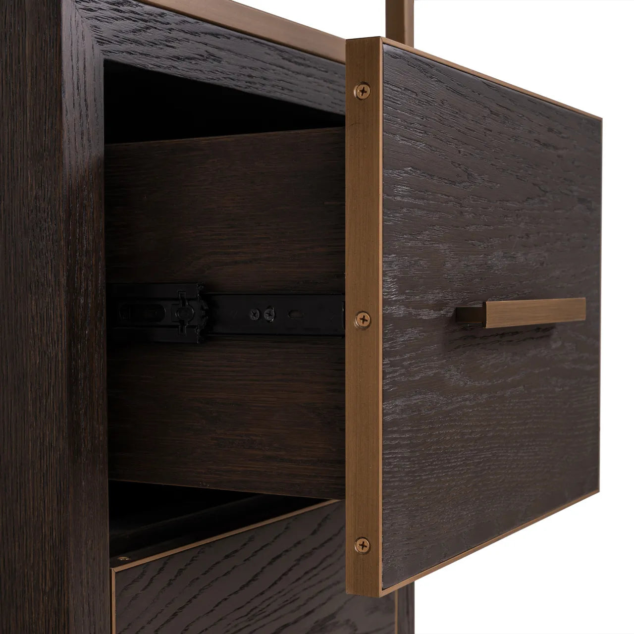 Richmond Interiors Carter Brown Oak Wood & Gold Display Unit | Small