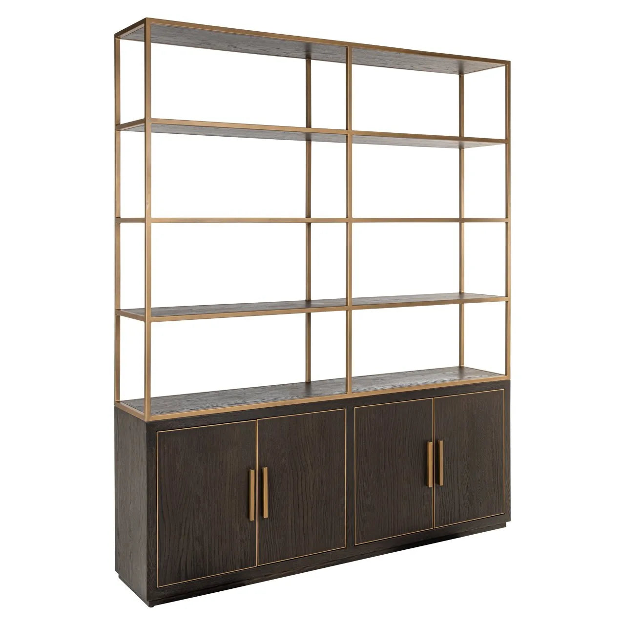 Richmond Interiors Carter Brown Oak Wood & Gold Display Unit | Large