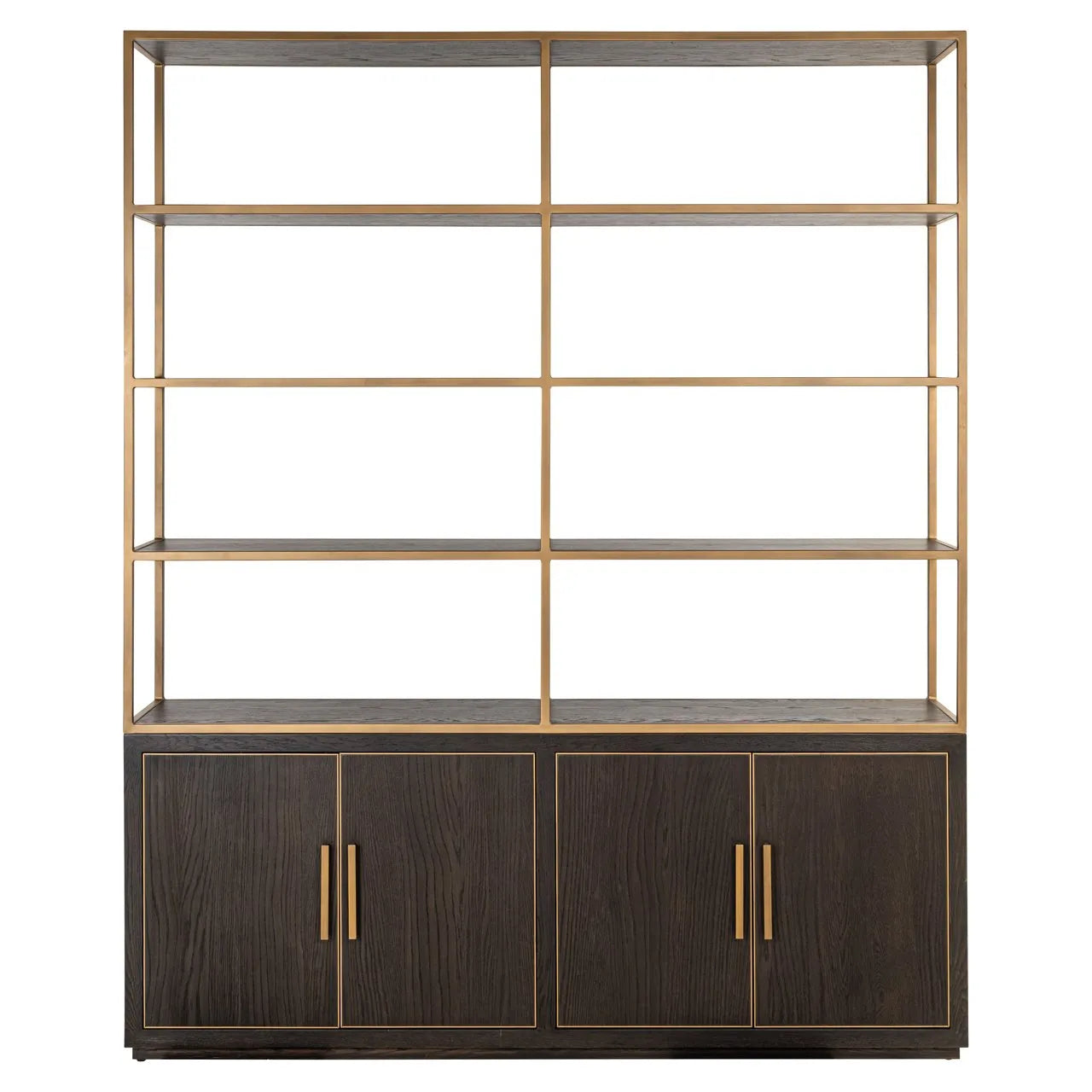 Richmond Interiors Carter Brown Oak Wood & Gold Display Unit | Large