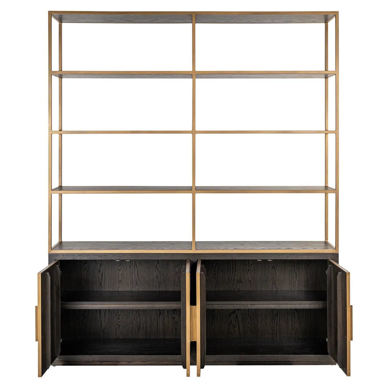 Richmond Interiors Carter Brown Oak Wood & Gold Display Unit | Large
