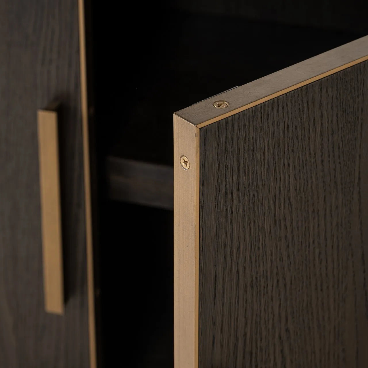 Richmond Interiors Carter Brown Oak Wood & Gold Display Unit | Large
