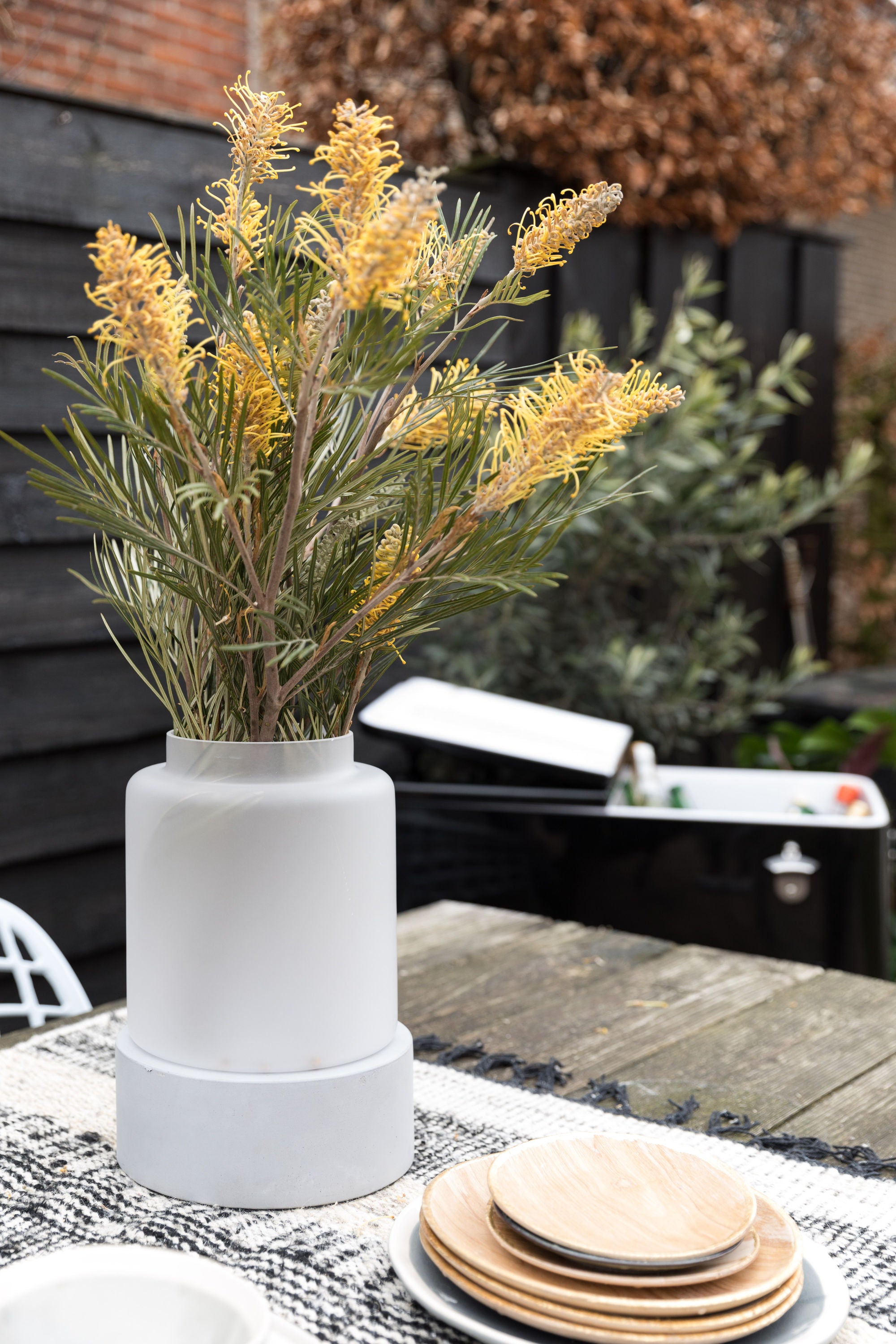 Zuiver Reina Grey Concrete & Frosted Glass Vase Large