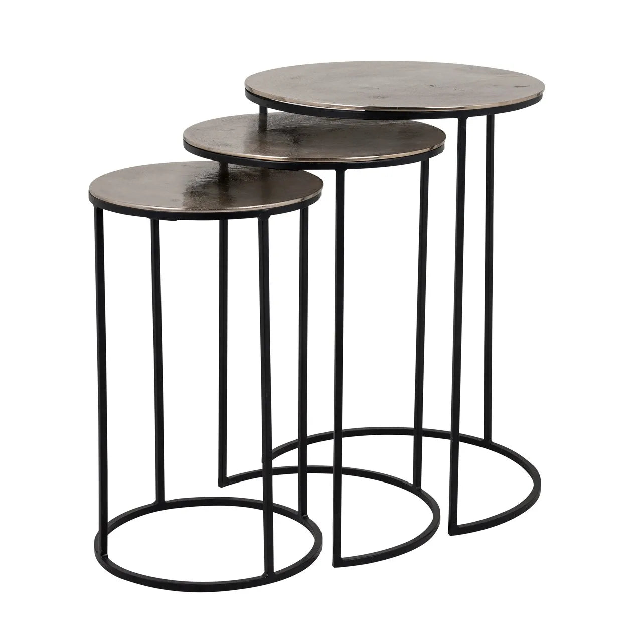 Set of 3 Richmond Interiors Nolan Champagne Gold Side Table Nest
