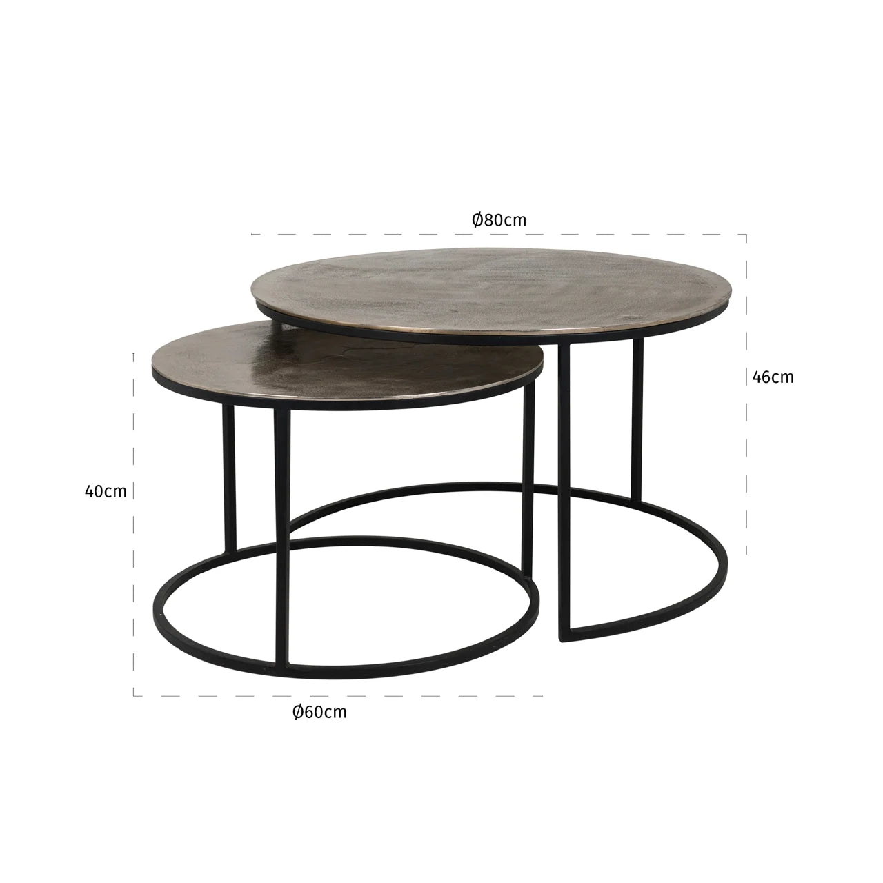 Set of 2 Richmond Interiors Asher Champagne Gold Coffee Table Nest
