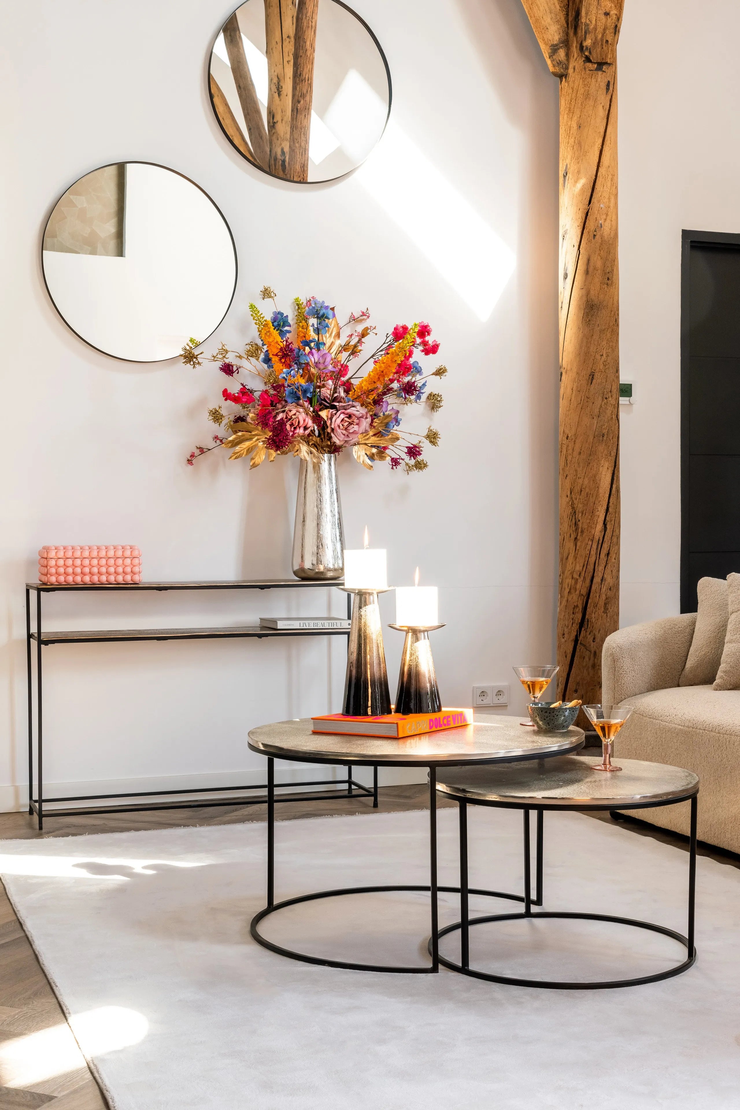 Set of 2 Richmond Interiors Asher Champagne Gold Coffee Table Nest