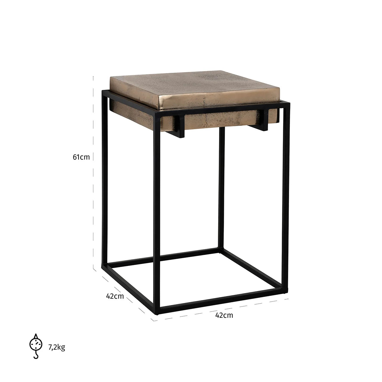 Richmond Interiors Calloway Black & Champagne Gold Square Side Table