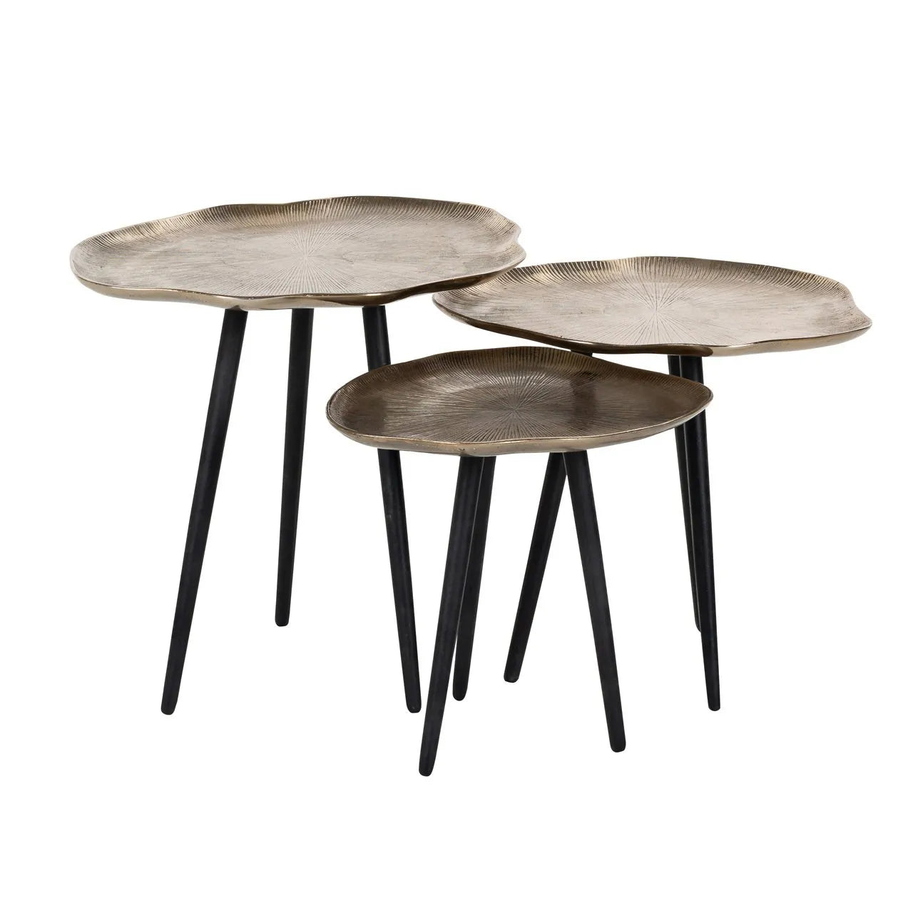 Set of 3 Richmond Interiors Volenta Champagne Gold Starburst Coffee Table Nest