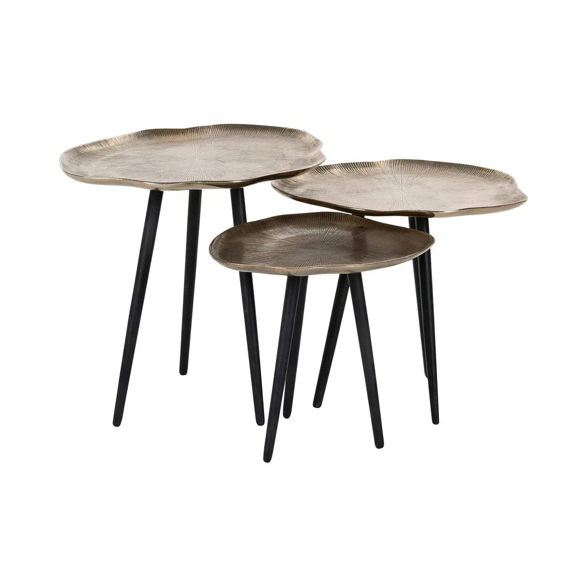Set of 3 Richmond Interiors Volenta Champagne Gold Starburst Coffee Table Nest