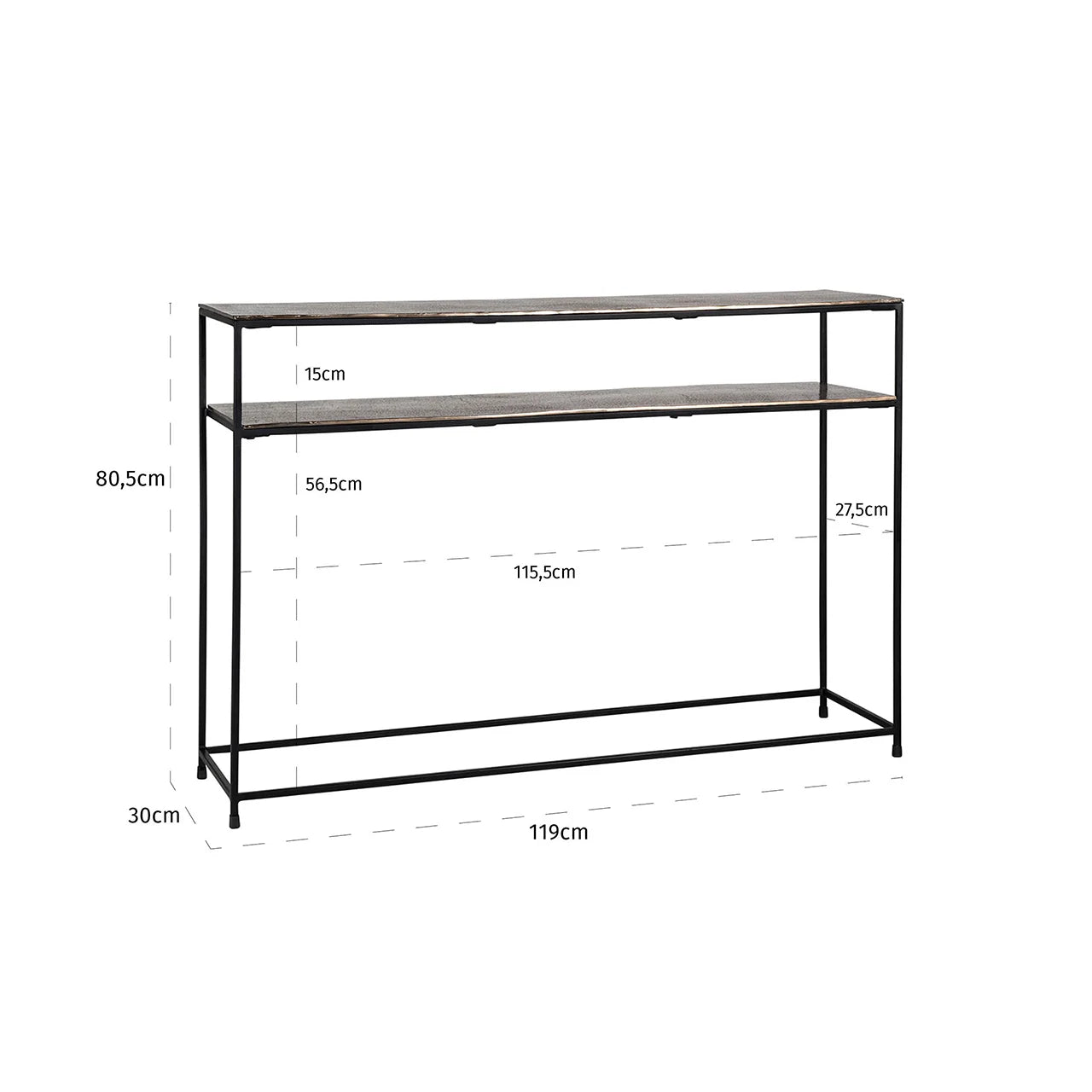 Richmond Interiors Chandon Champagne Gold Rectangle Console Table