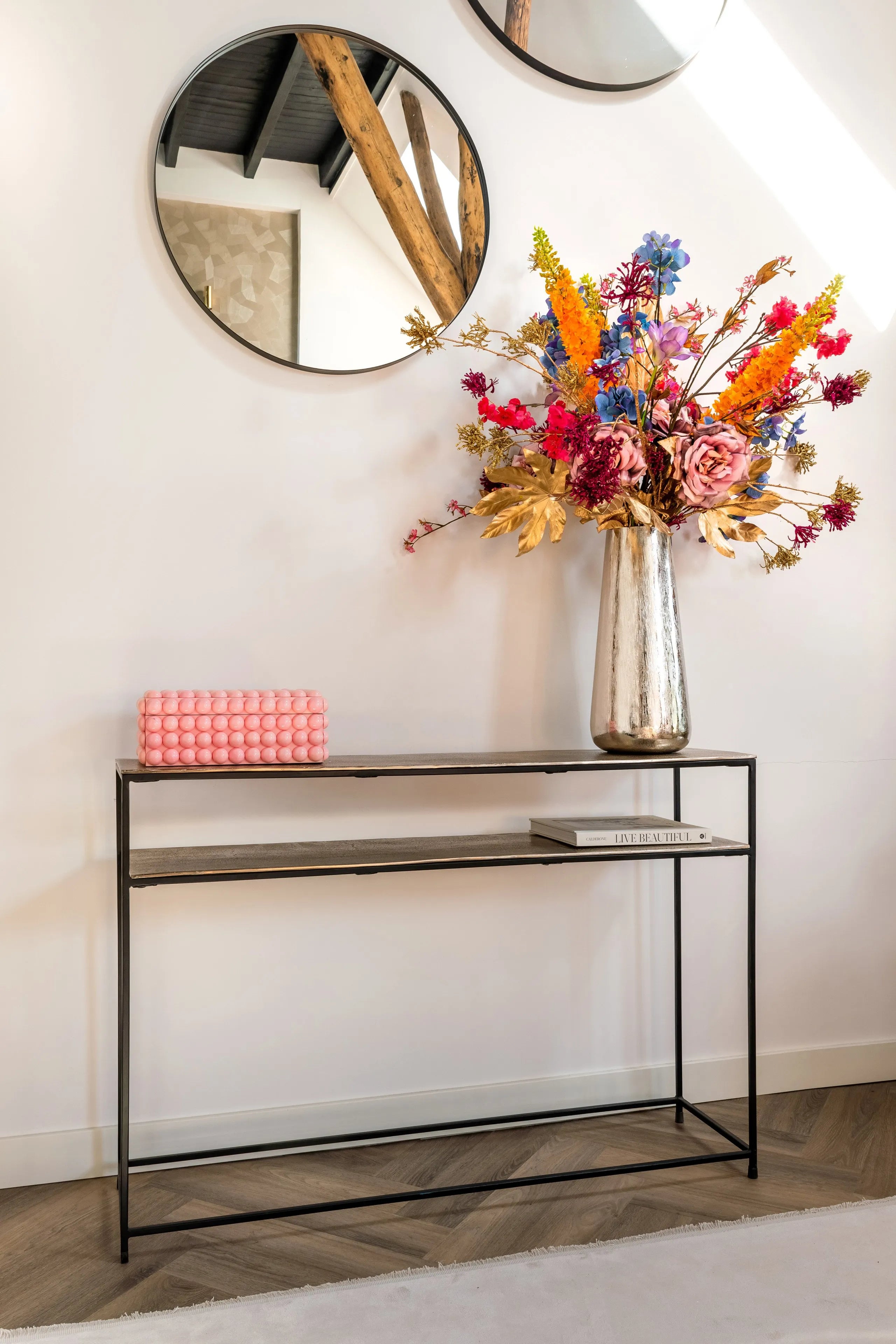 Richmond Interiors Chandon Champagne Gold Rectangle Console Table