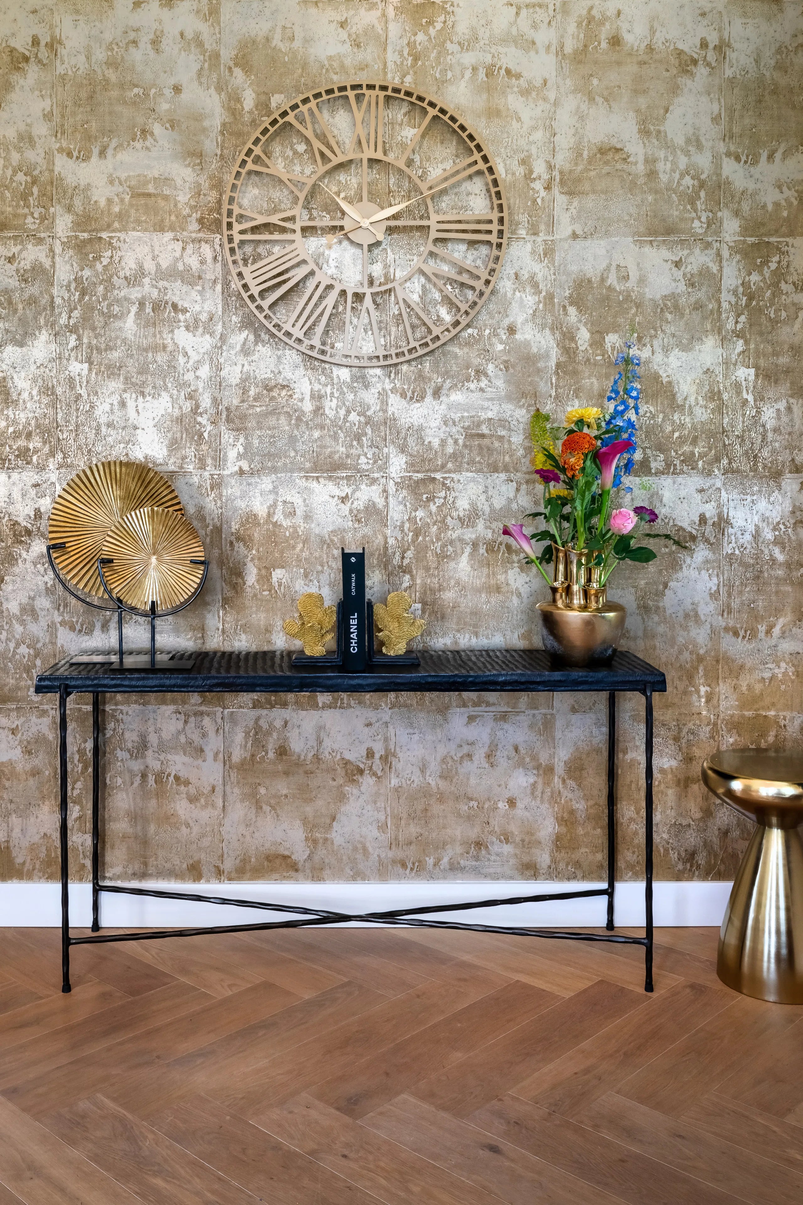 Richmond Interiors Arlo Metallic Gold Round Side Table