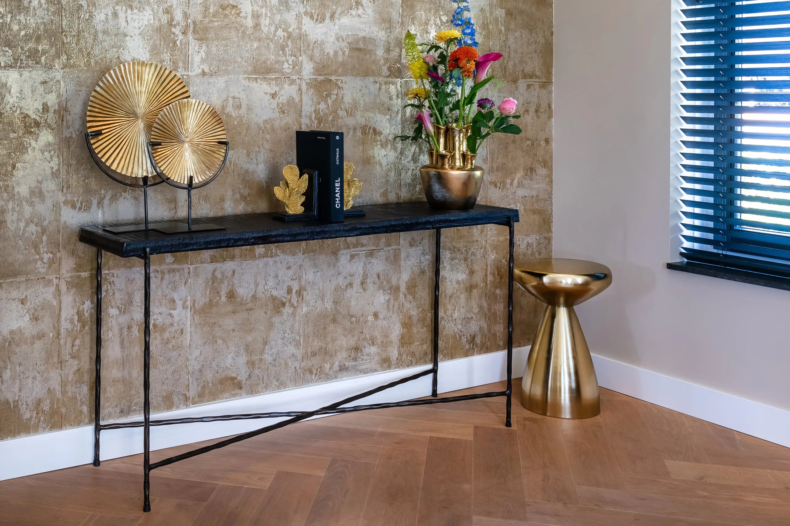 Richmond Interiors Arlo Metallic Gold Round Side Table