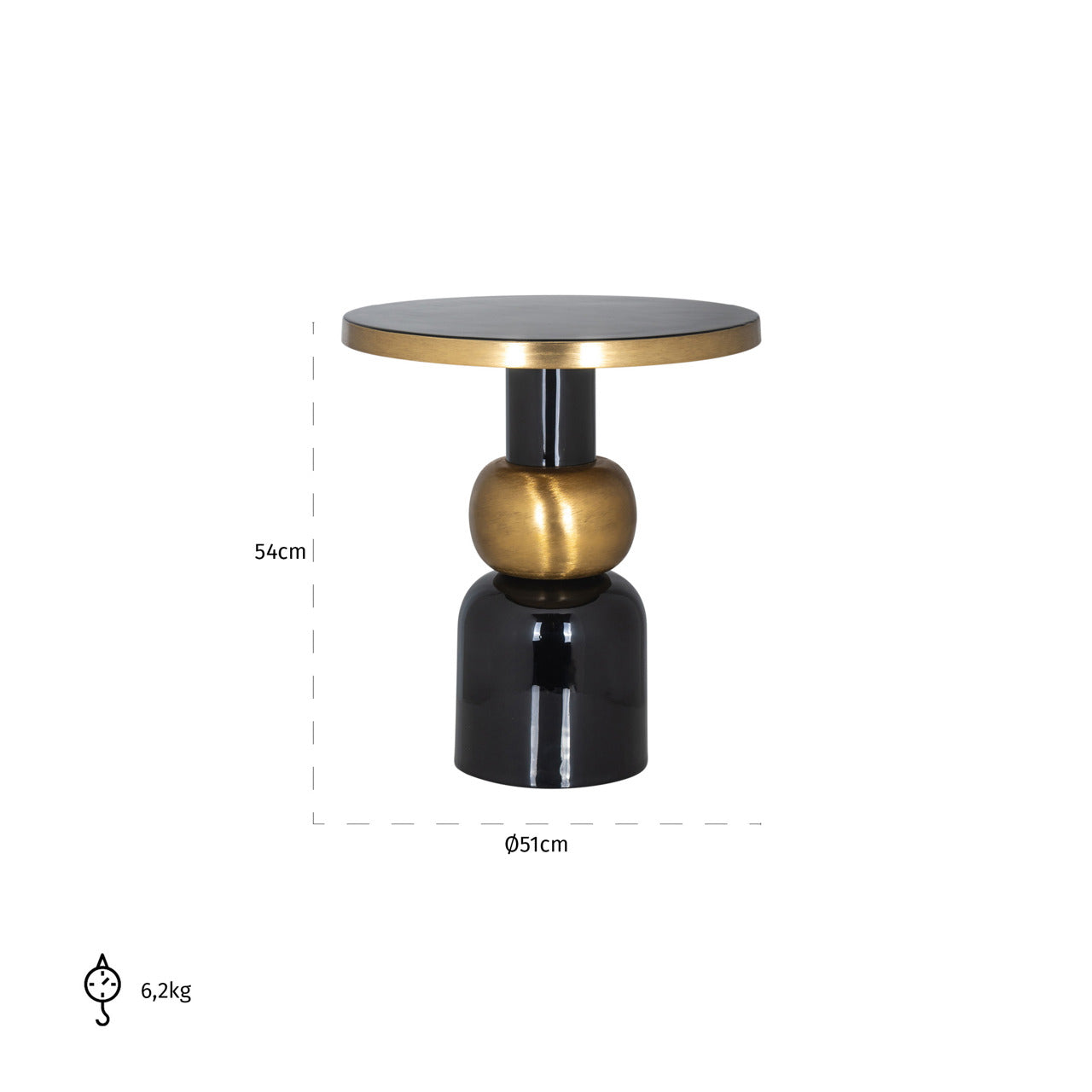 Richmond Interiors Mose Black & Gold Side Table | Large