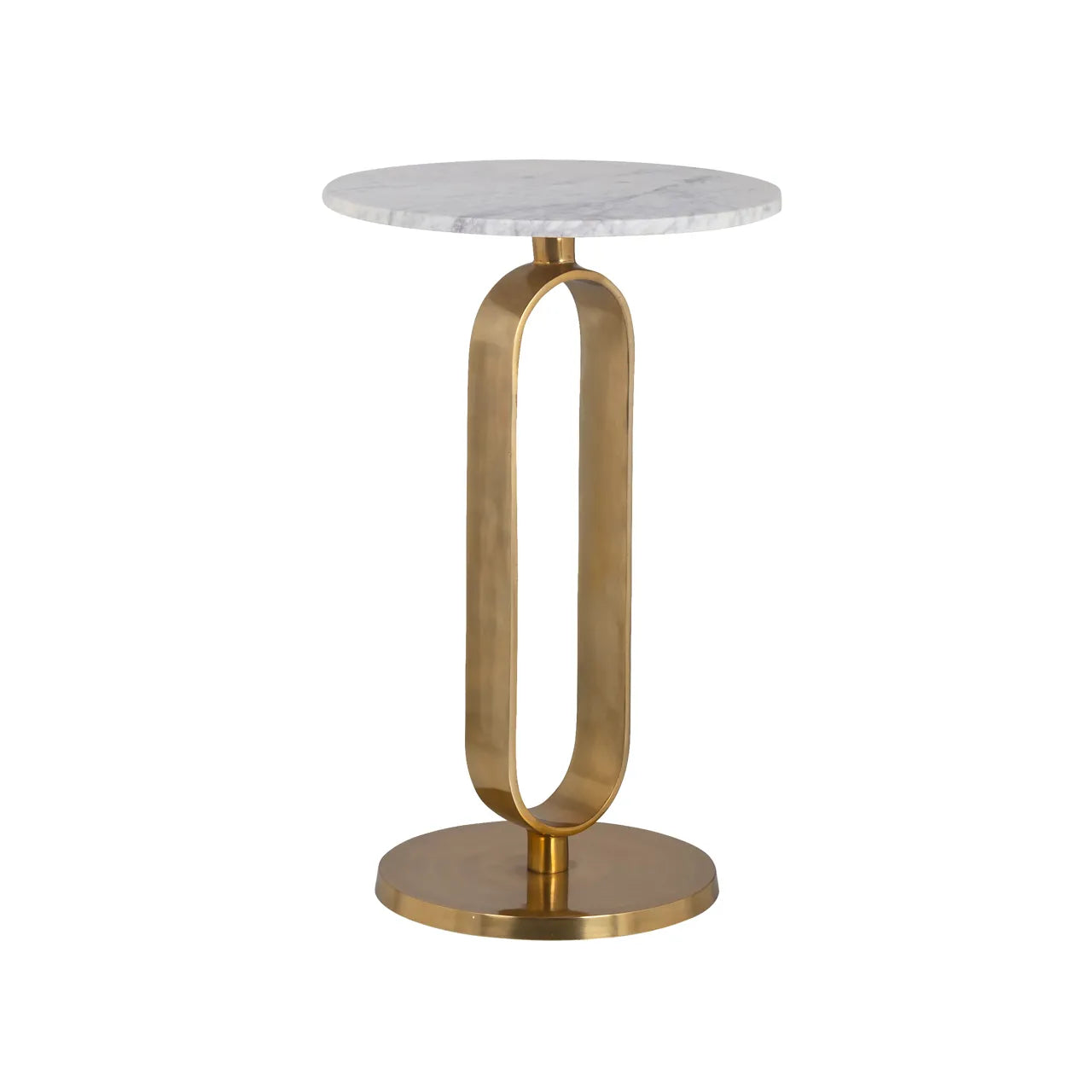 Richmond Interiors Celine Gold & White Marble Round Side Table