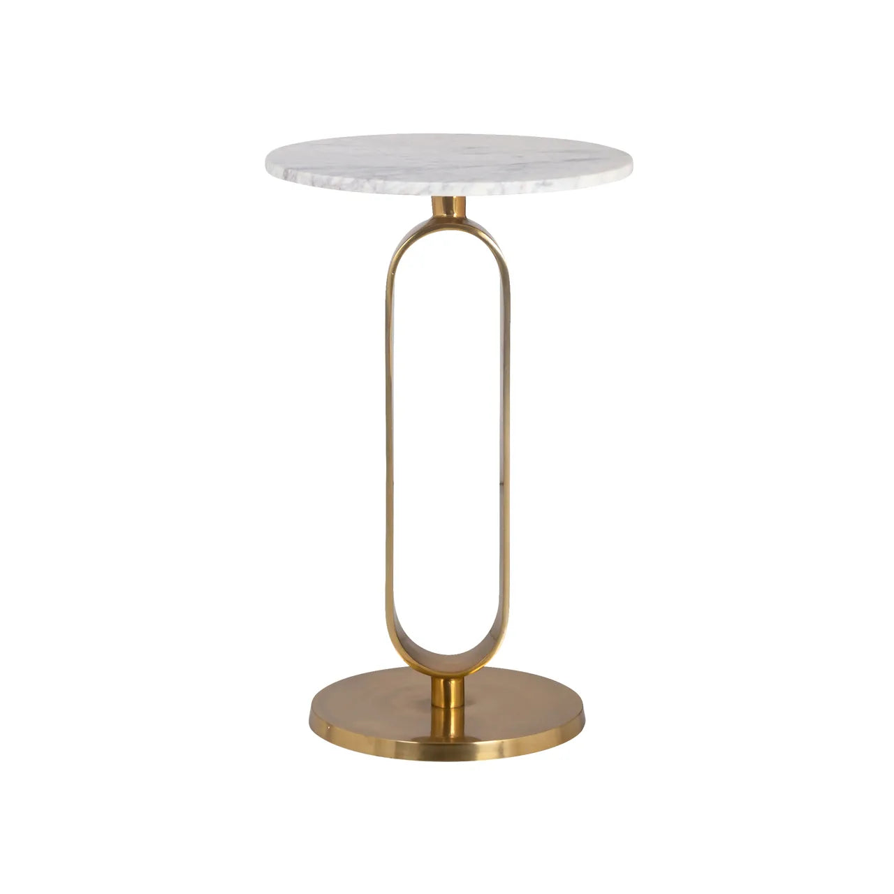 Richmond Interiors Celine Gold & White Marble Round Side Table