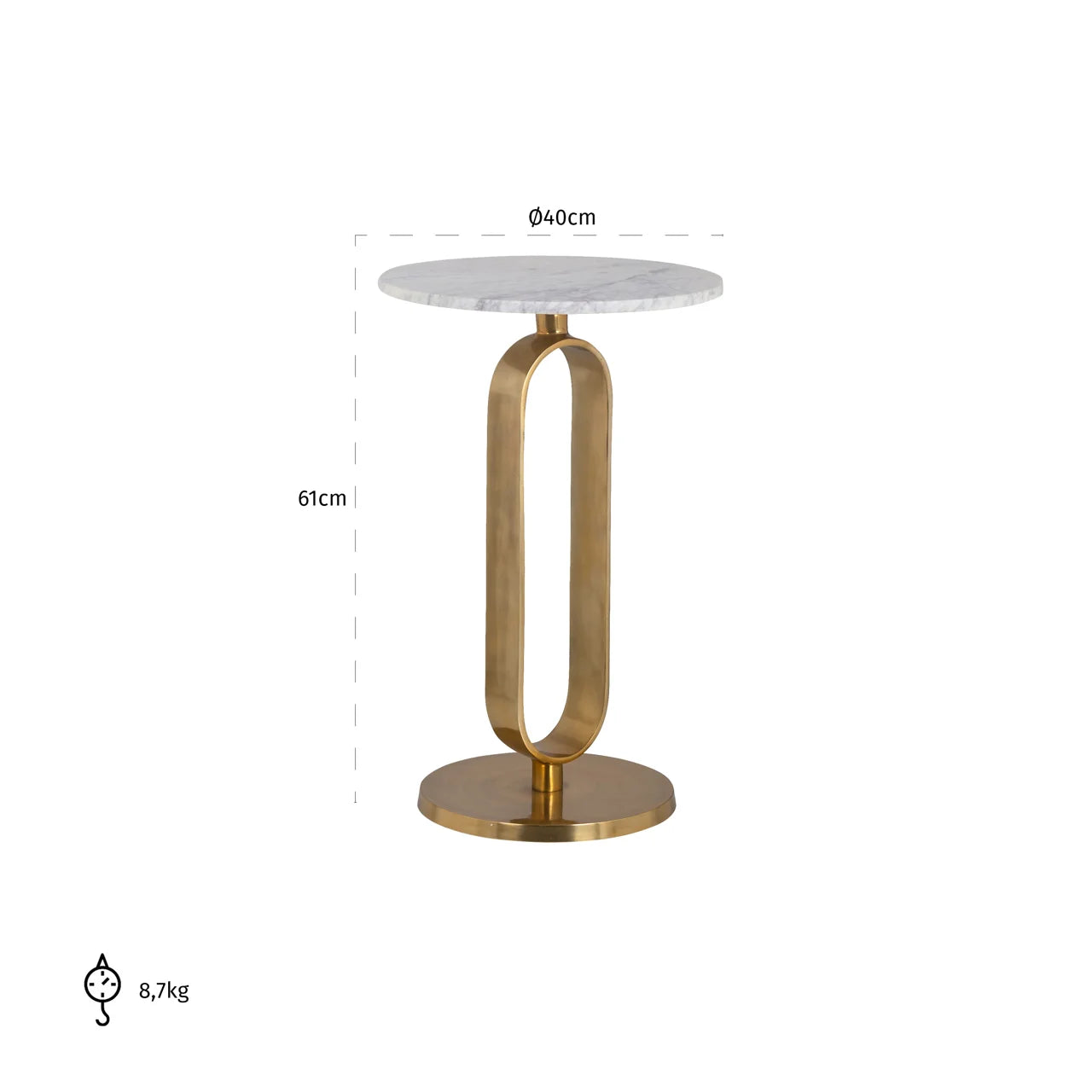 Richmond Interiors Celine Gold & White Marble Round Side Table