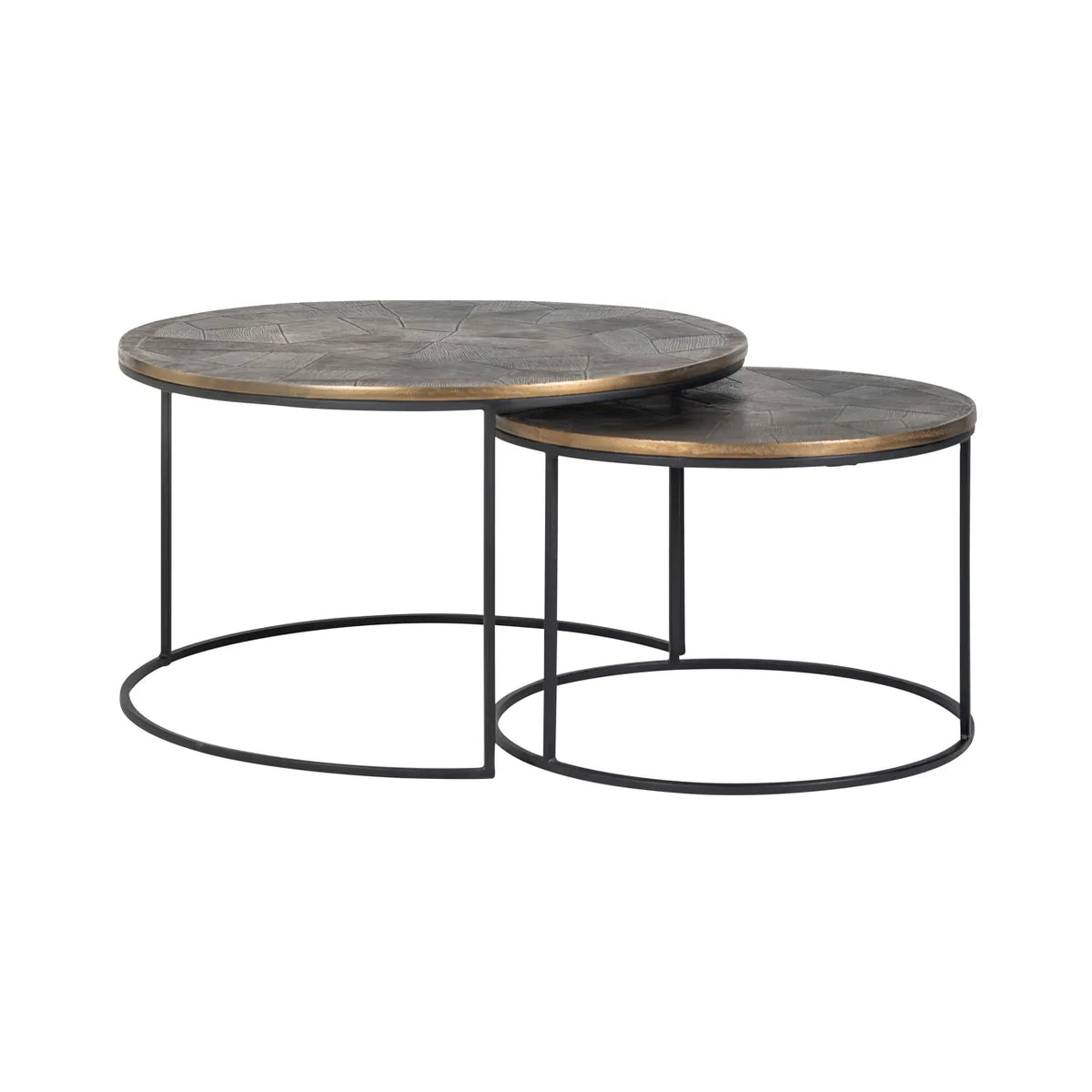 Set of 2 Richmond Interiors Tulum Brushed Gold Coffee Tables Nest