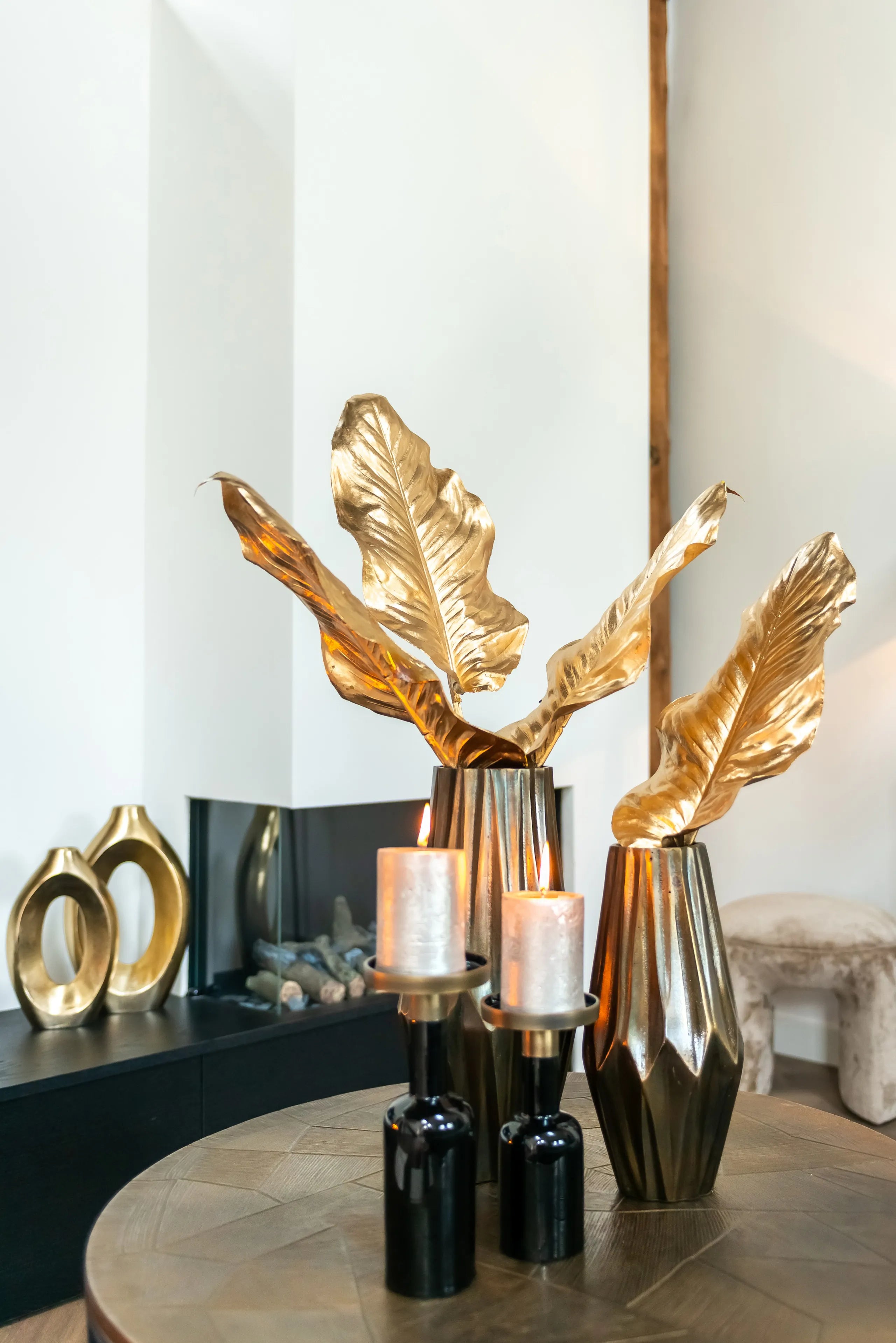 Set of 2 Richmond Interiors Tulum Brushed Gold Coffee Tables Nest