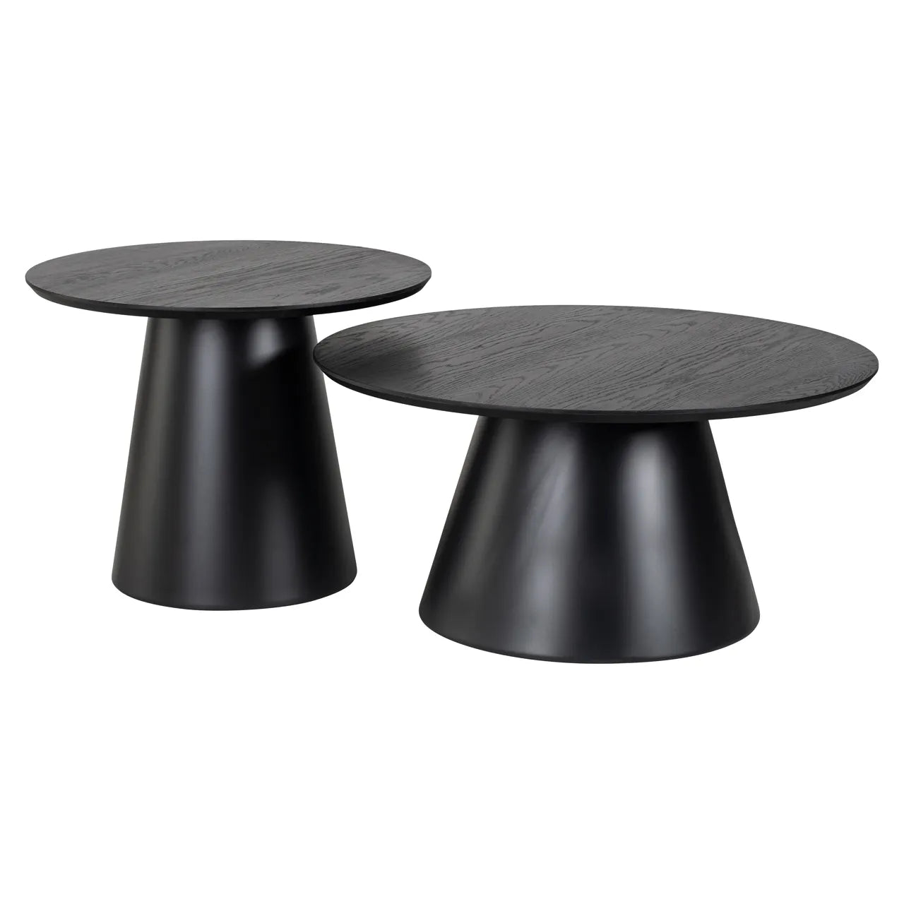 Set of 2 Richmond Interiors Jazz Black Wood Round Coffee Table Nest