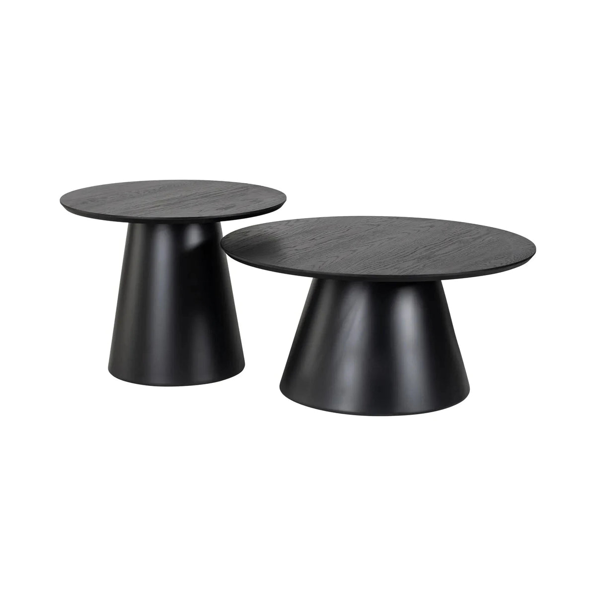 Set of 2 Richmond Interiors Jazz Black Wood Round Coffee Table Nest