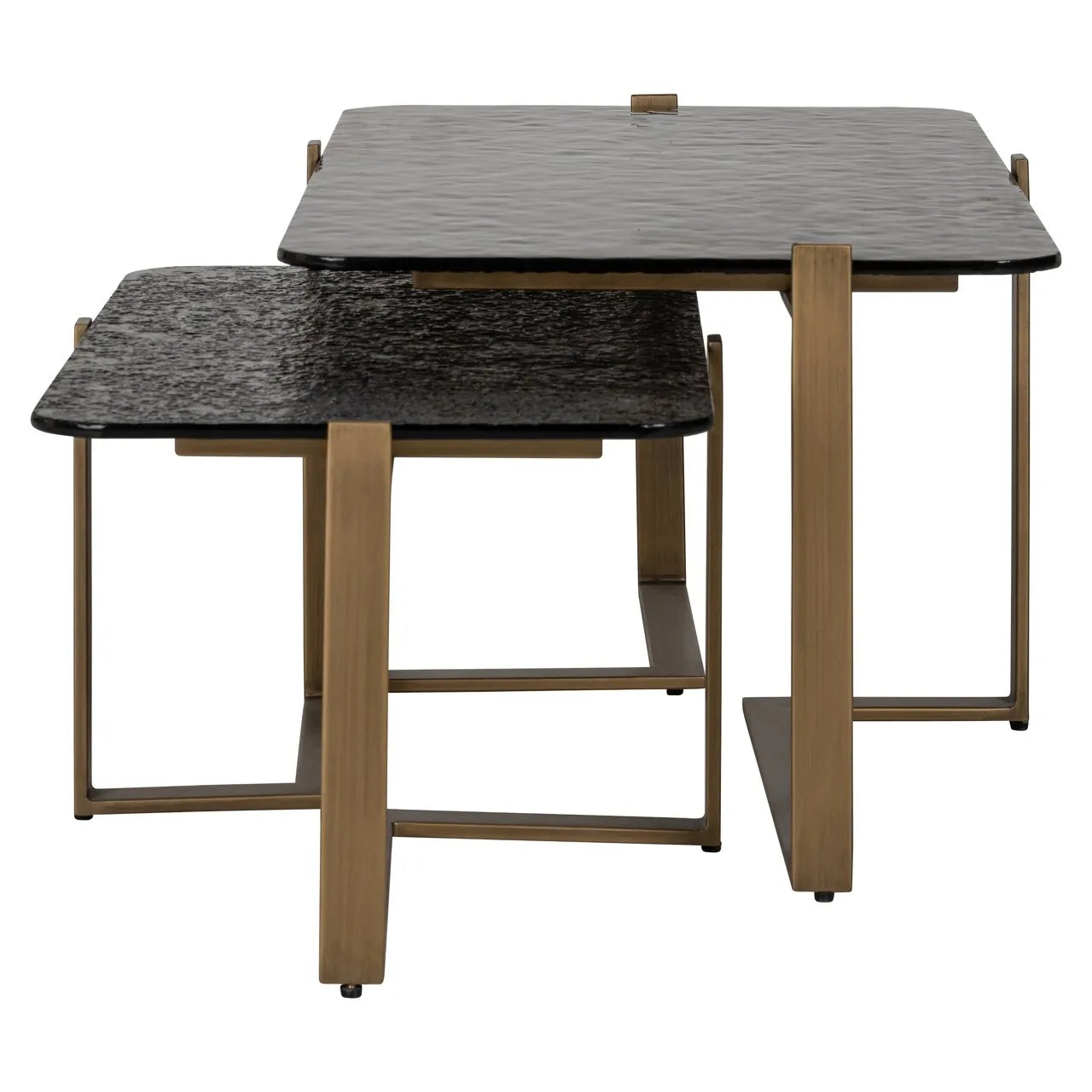 Set of 2 Richmond Interiors Sterling Bronze & Smoked Glass Coffee Table Nest