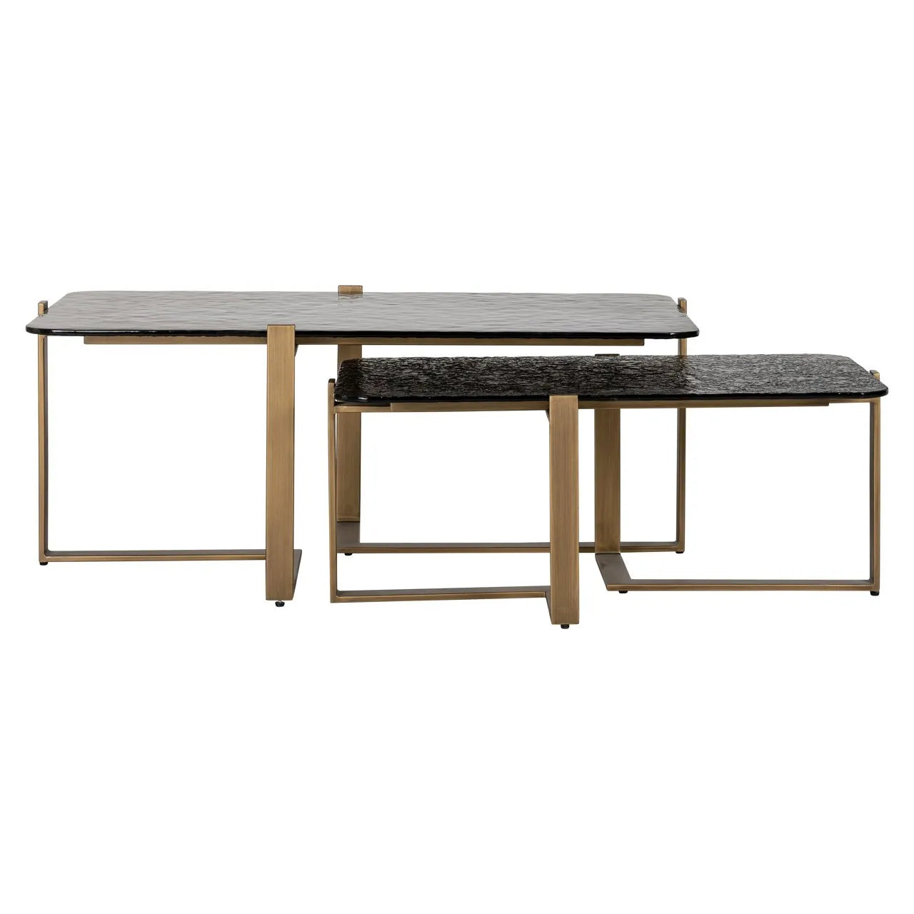 Set of 2 Richmond Interiors Sterling Bronze & Smoked Glass Coffee Table Nest