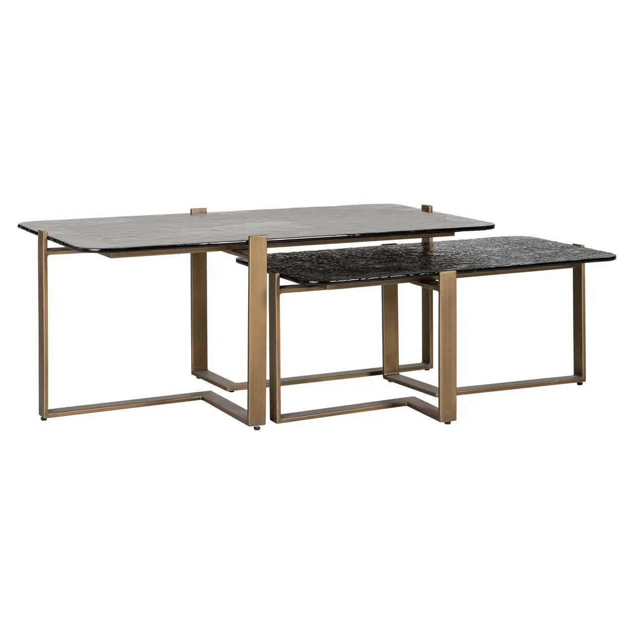 Set of 2 Richmond Interiors Sterling Bronze & Smoked Glass Coffee Table Nest