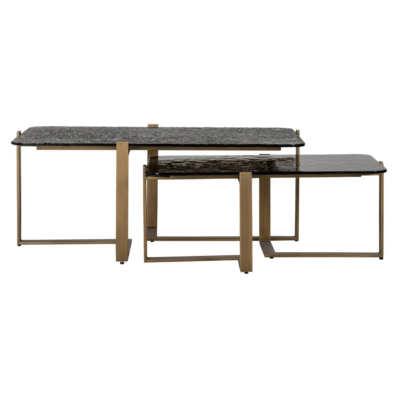 Set of 2 Richmond Interiors Sterling Bronze & Smoked Glass Coffee Table Nest