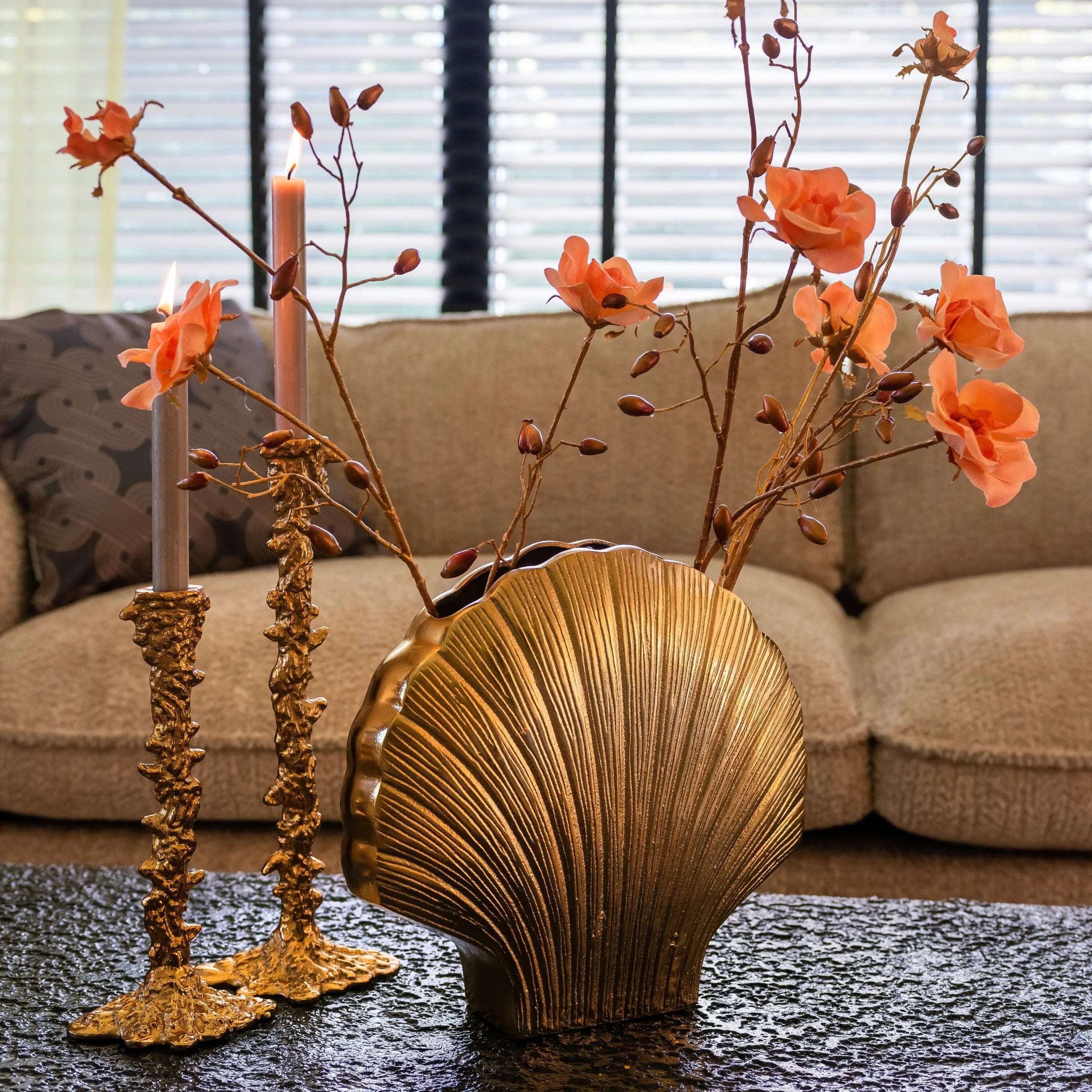Set of 2 Richmond Interiors Sterling Bronze & Smoked Glass Coffee Table Nest