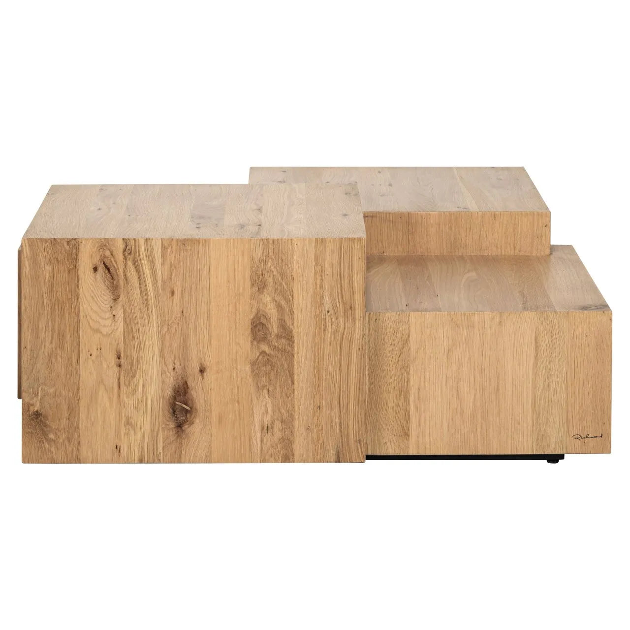 Richmond Interiors Lennox Stacked Blocks Solid Oak Wood Coffee Table