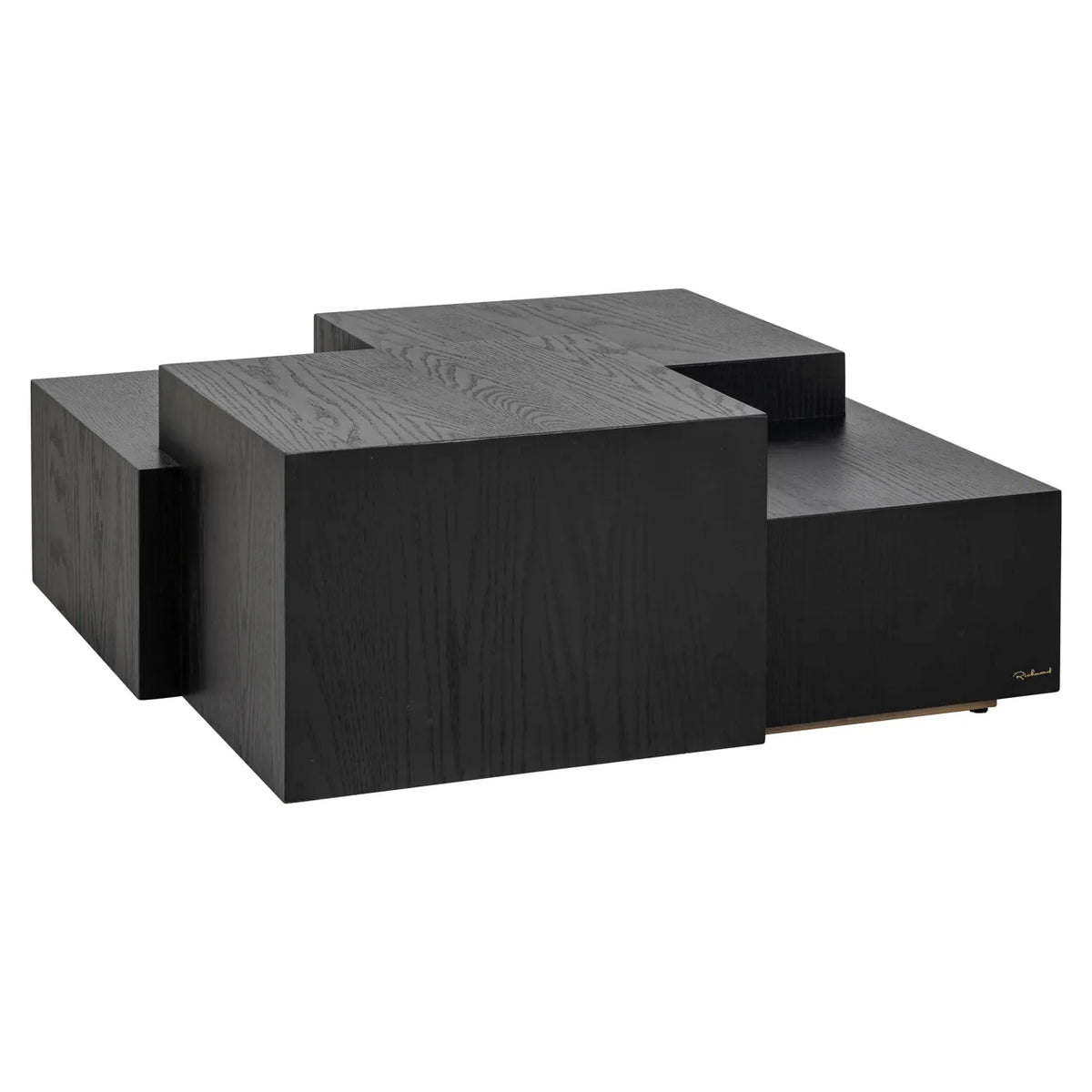 Richmond Interiors Lennox Stacked Blocks Black Solid Oak Wood Coffee Table