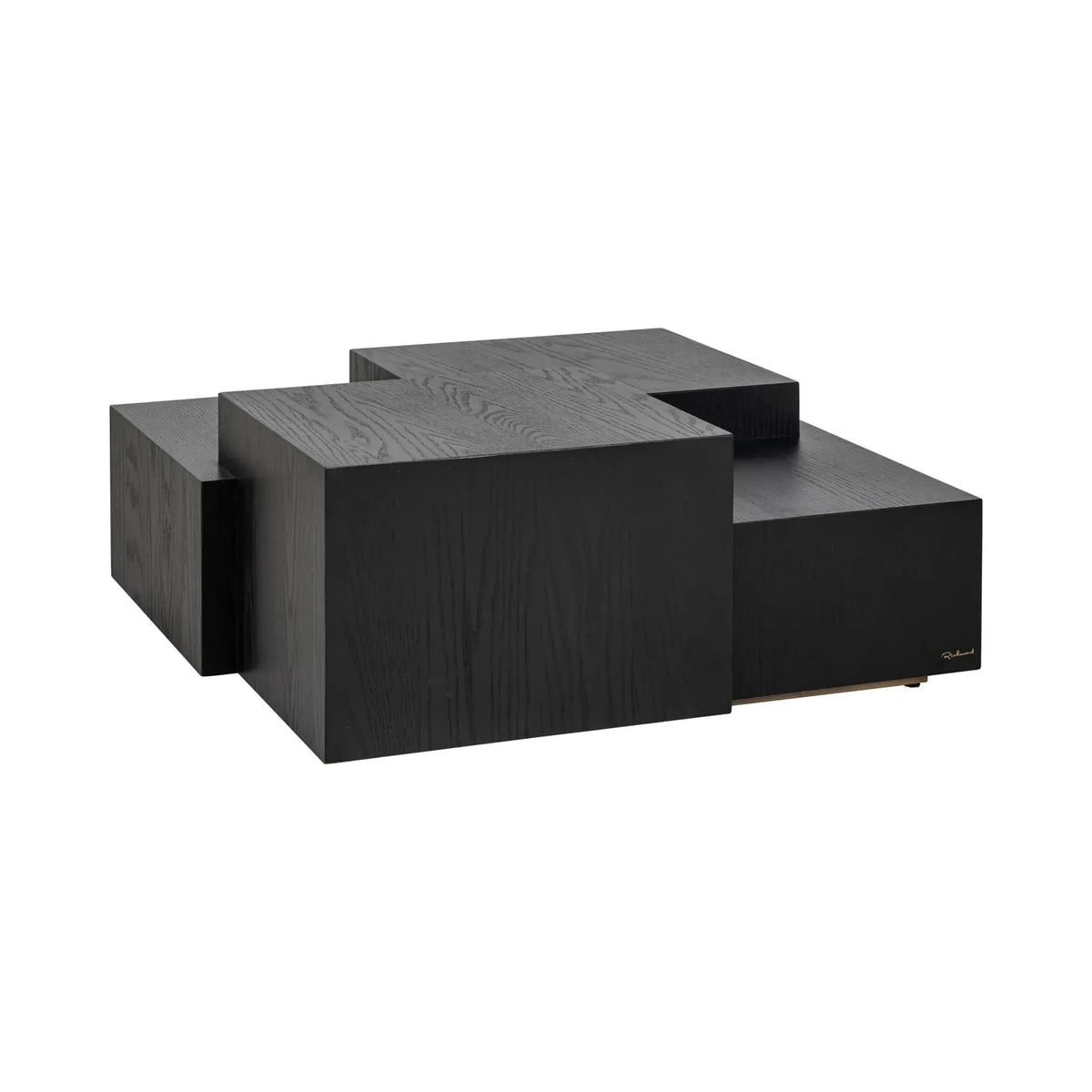 Richmond Interiors Lennox Stacked Blocks Black Solid Oak Wood Coffee Table
