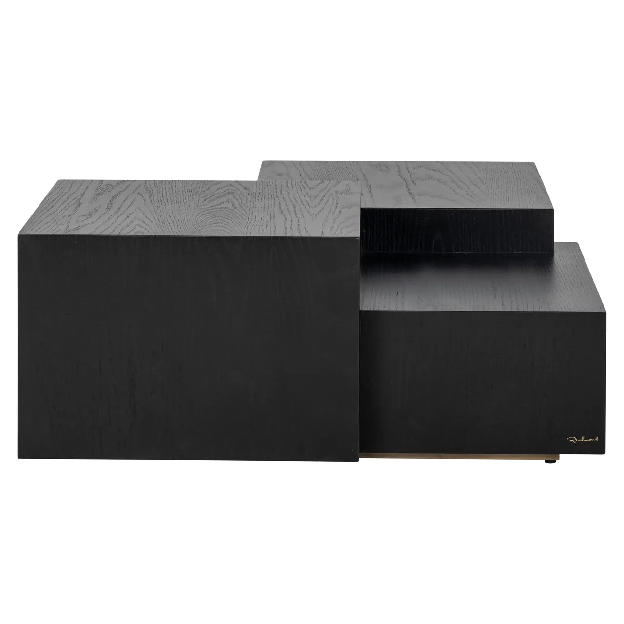 Richmond Interiors Lennox Stacked Blocks Black Solid Oak Wood Coffee Table