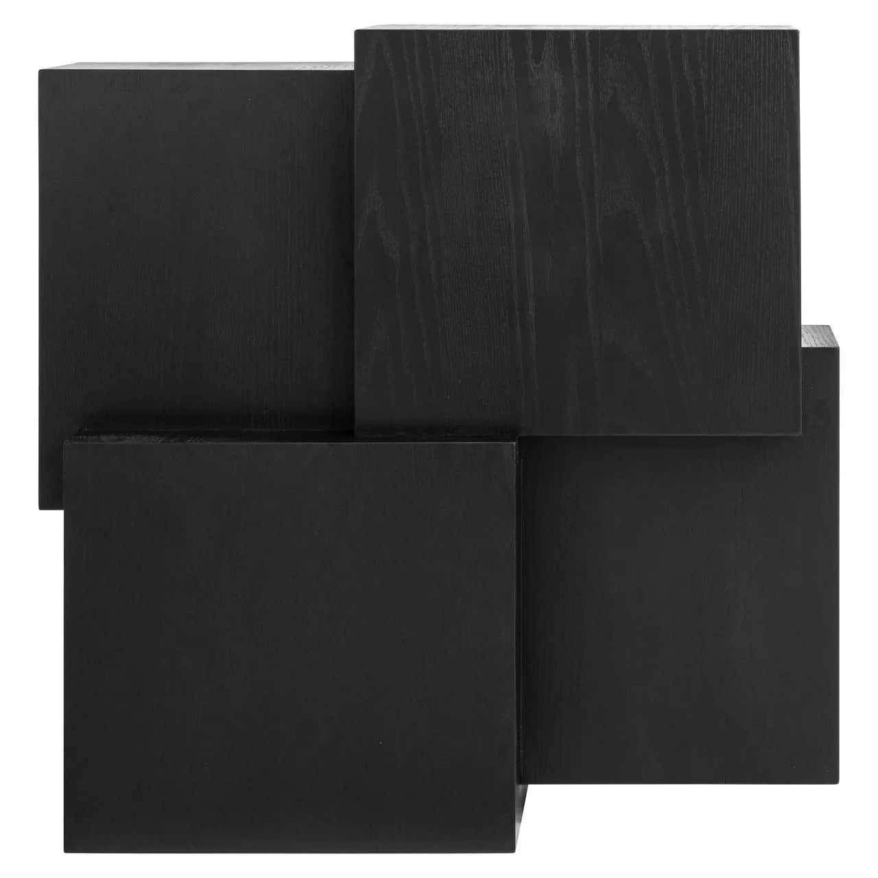 Richmond Interiors Lennox Stacked Blocks Black Solid Oak Wood Coffee Table