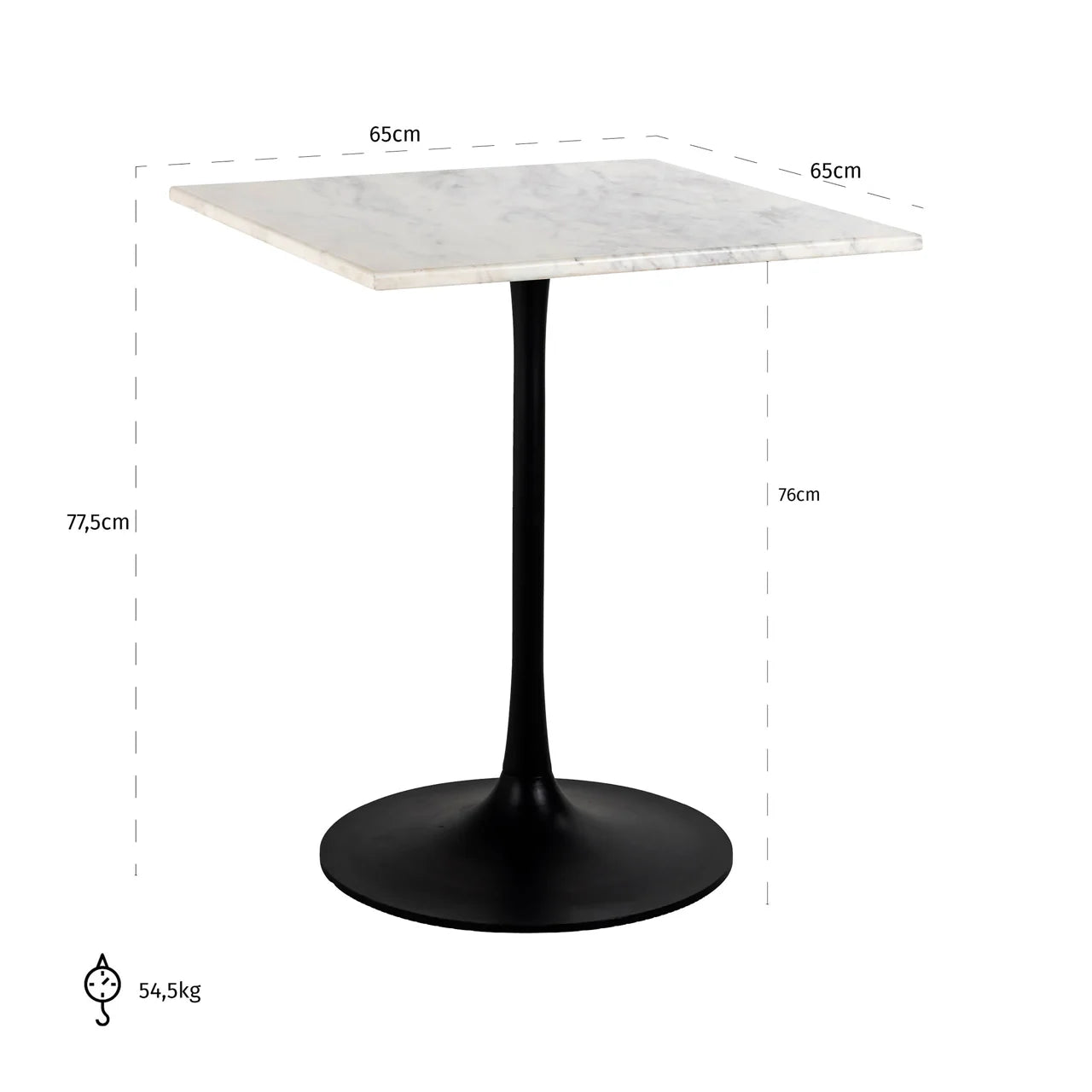 Richmond Interiors Carlten Square Bistro Table With White Carrara Marble Top