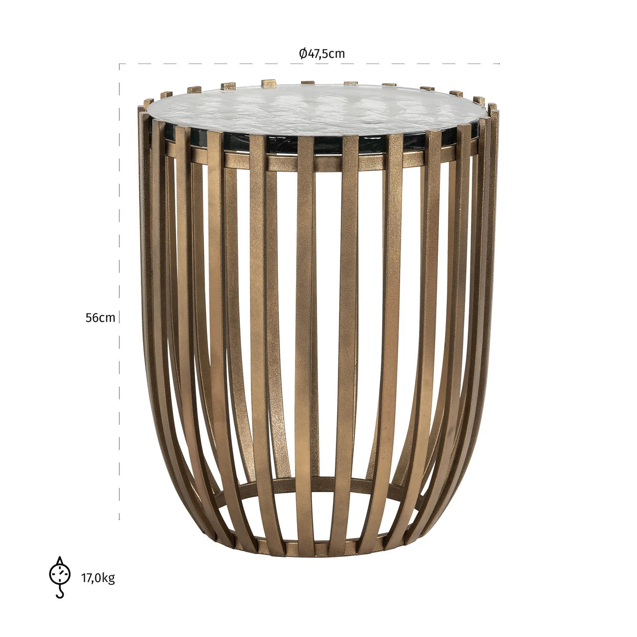 Richmond Interiors Volante Gold & Clear Glass Top Side Table