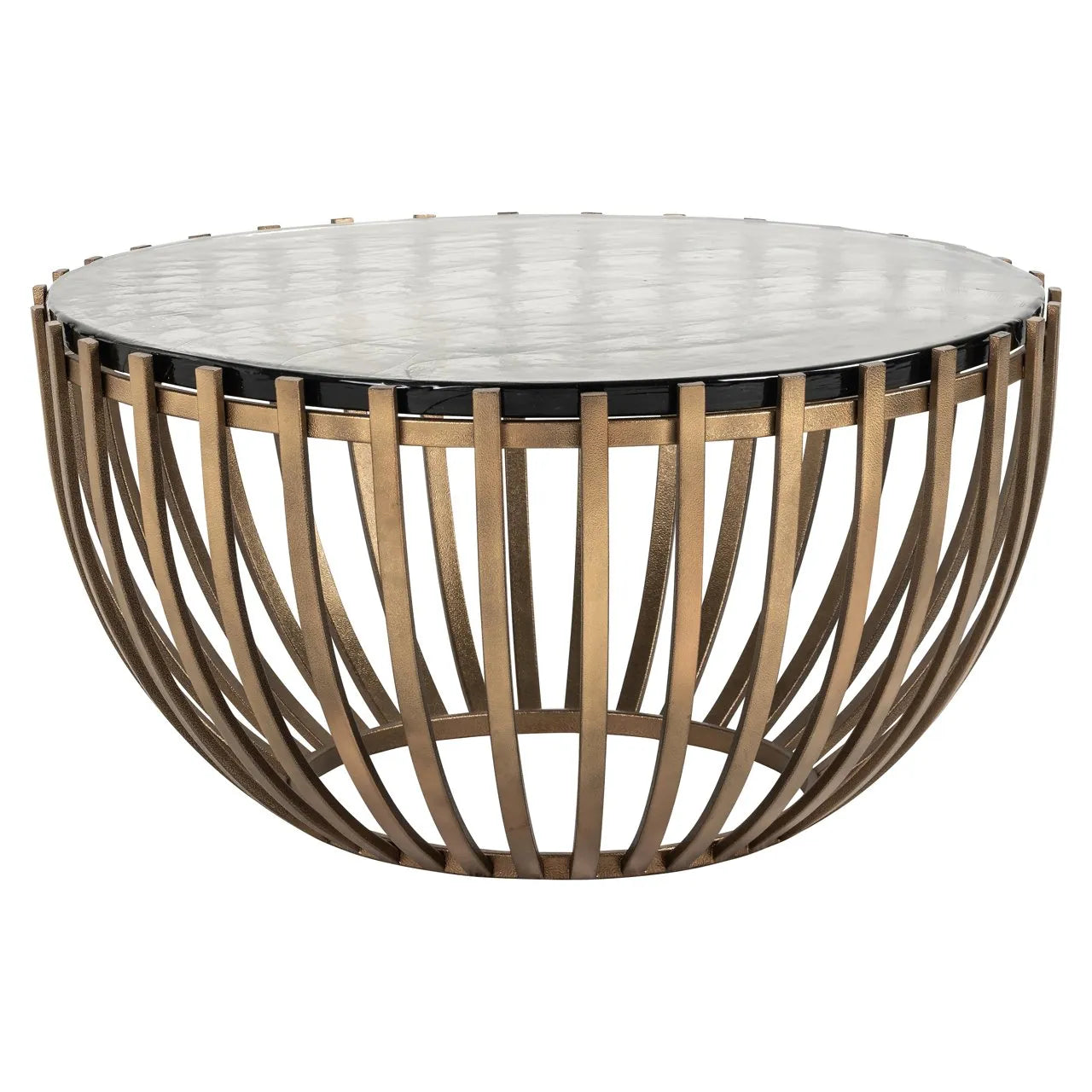 Richmond Interiors Volante Gold & Clear Glass Top Round Coffee Table