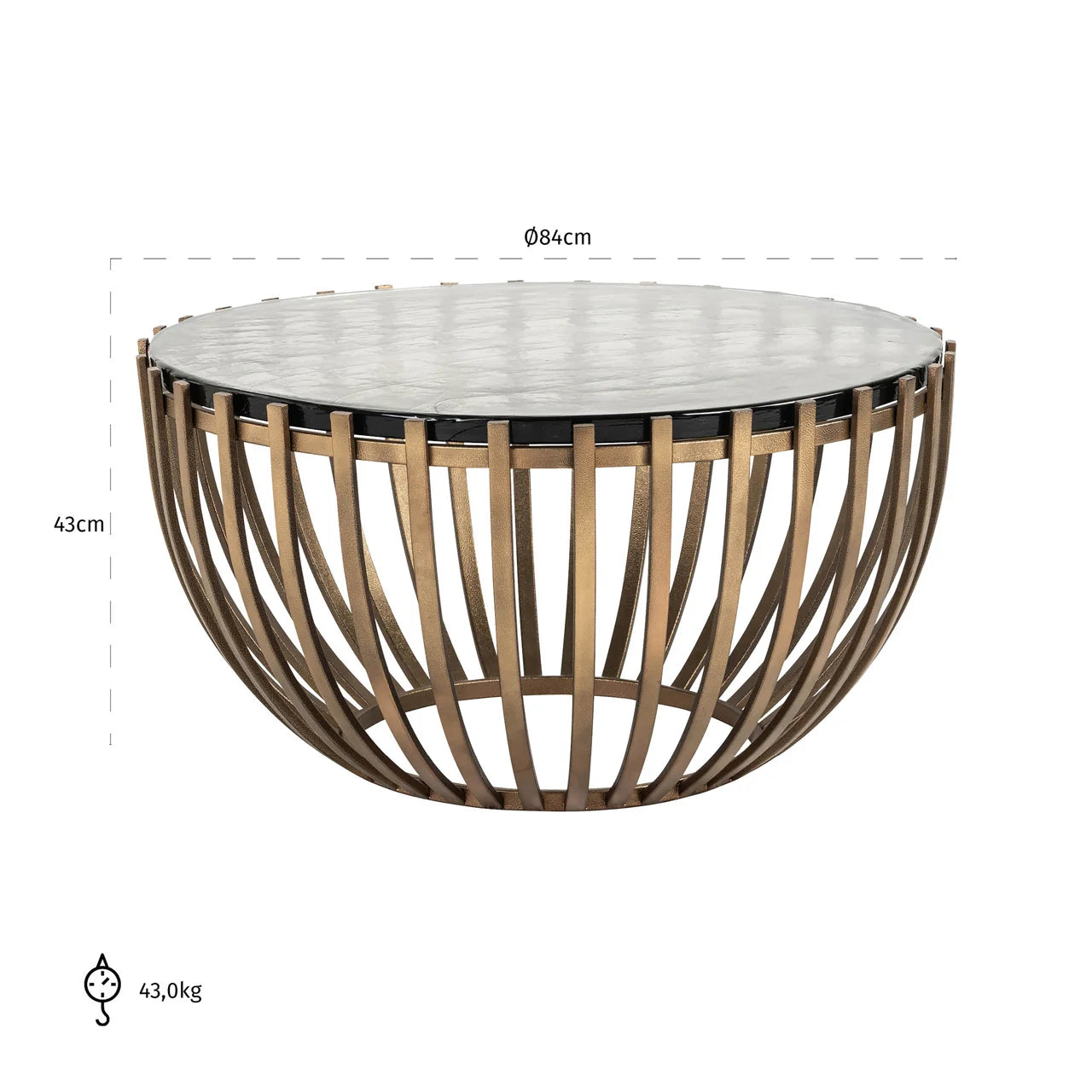 Richmond Interiors Volante Gold & Clear Glass Top Round Coffee Table