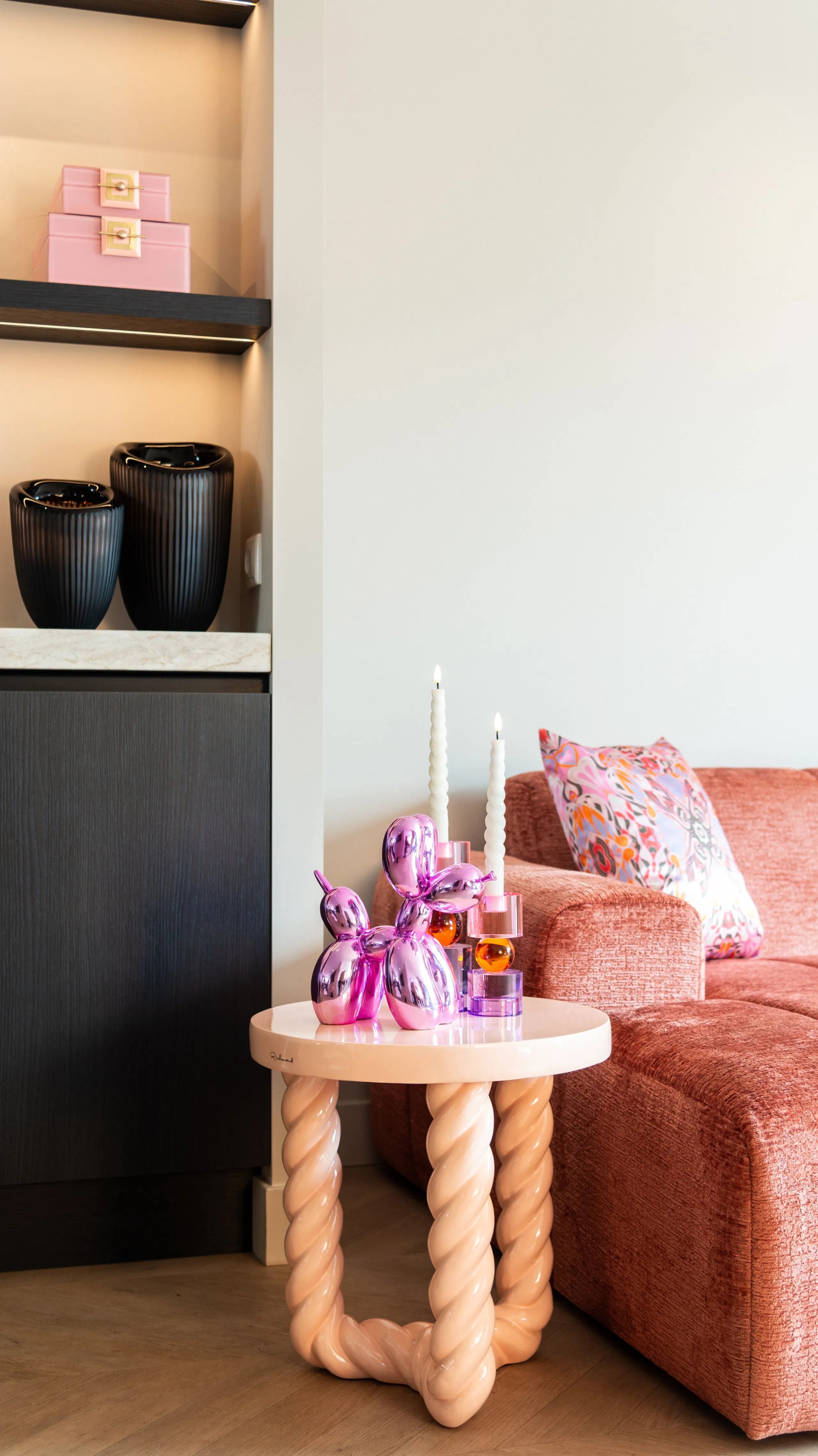 Richmond Interiors Bodine Baby Pink Glass Jewellery Box Small