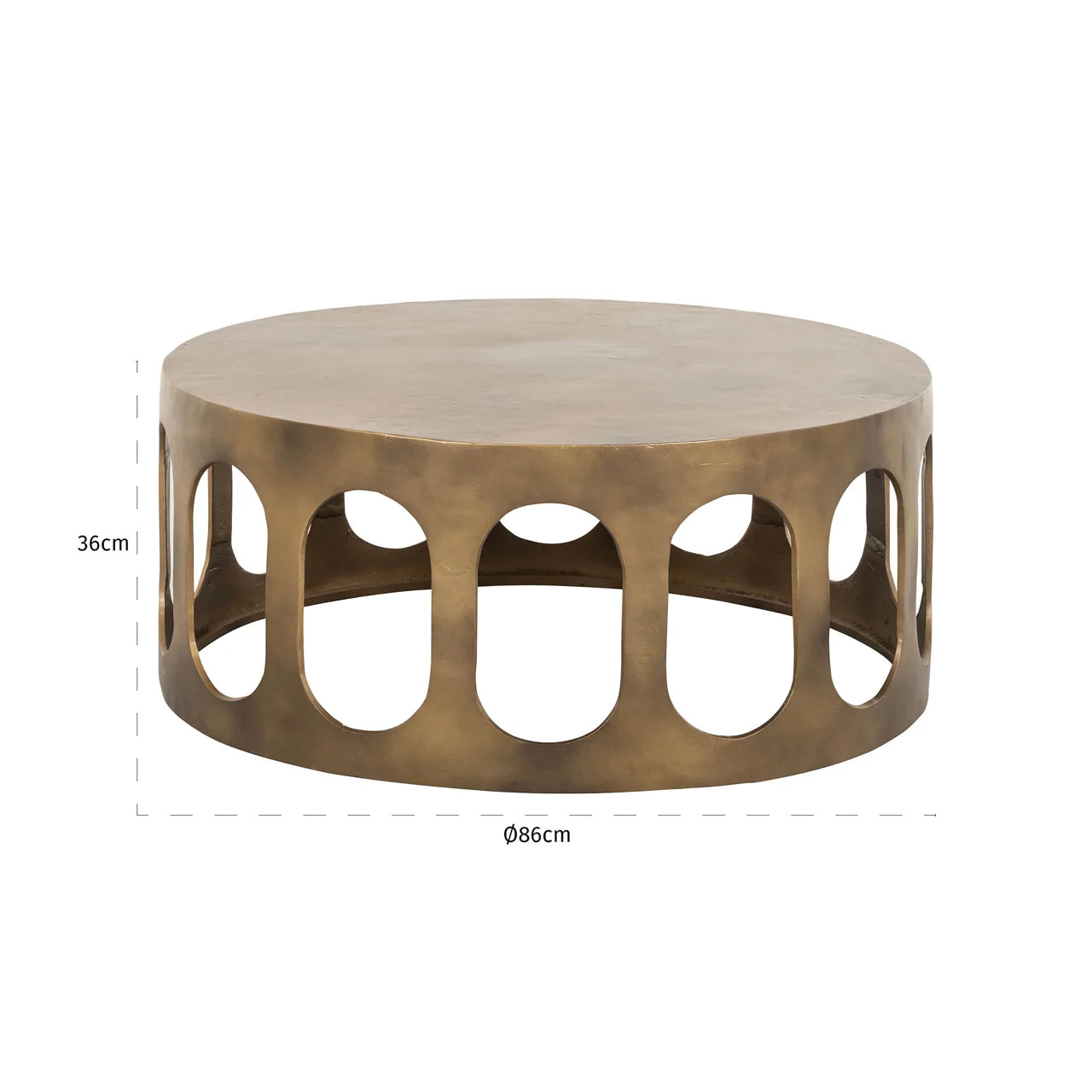 Richmond Interiors Du Pont Brushed Gold Round Coffee Table