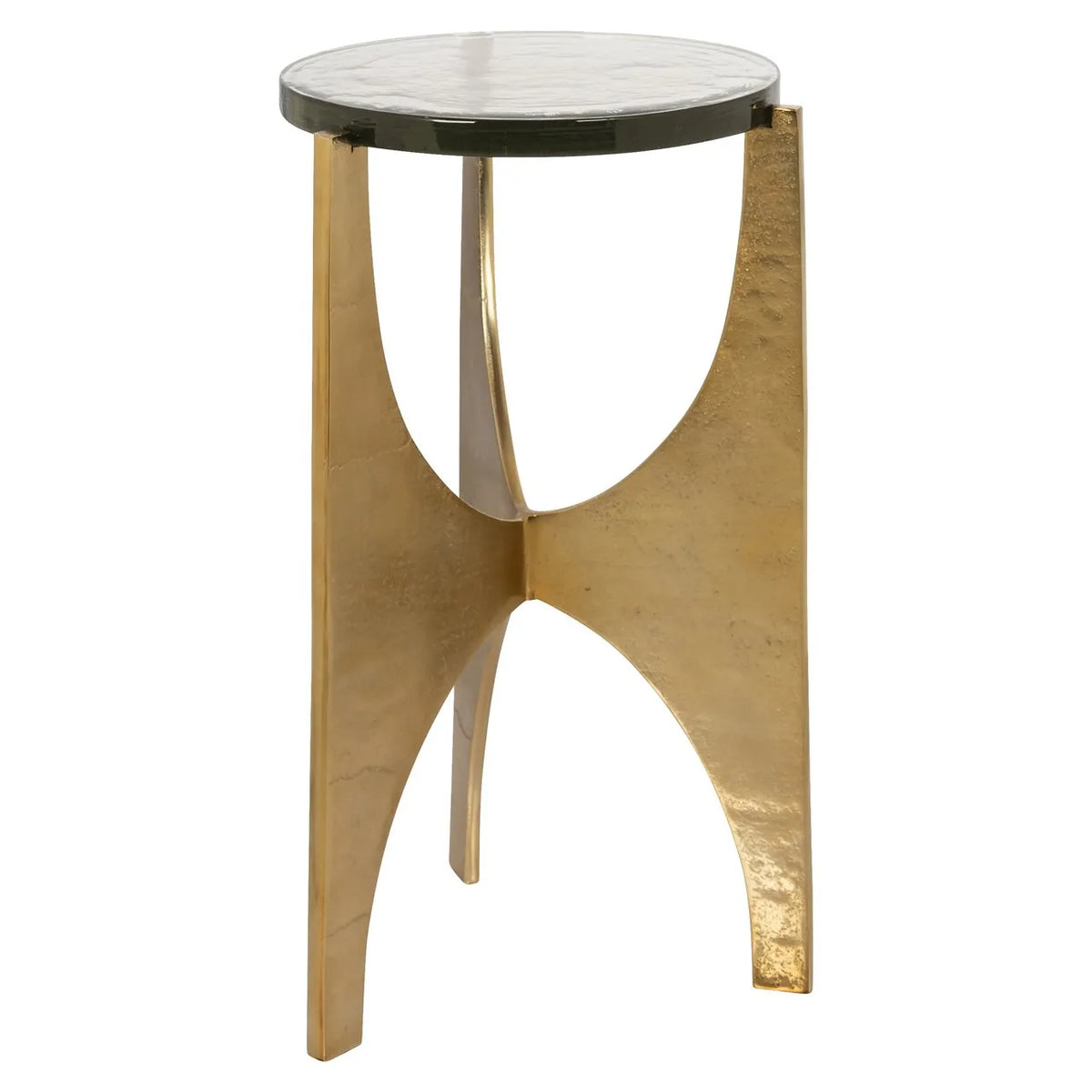 Richmond Interiors Avery Brushed Gold & Glass Round Side Table