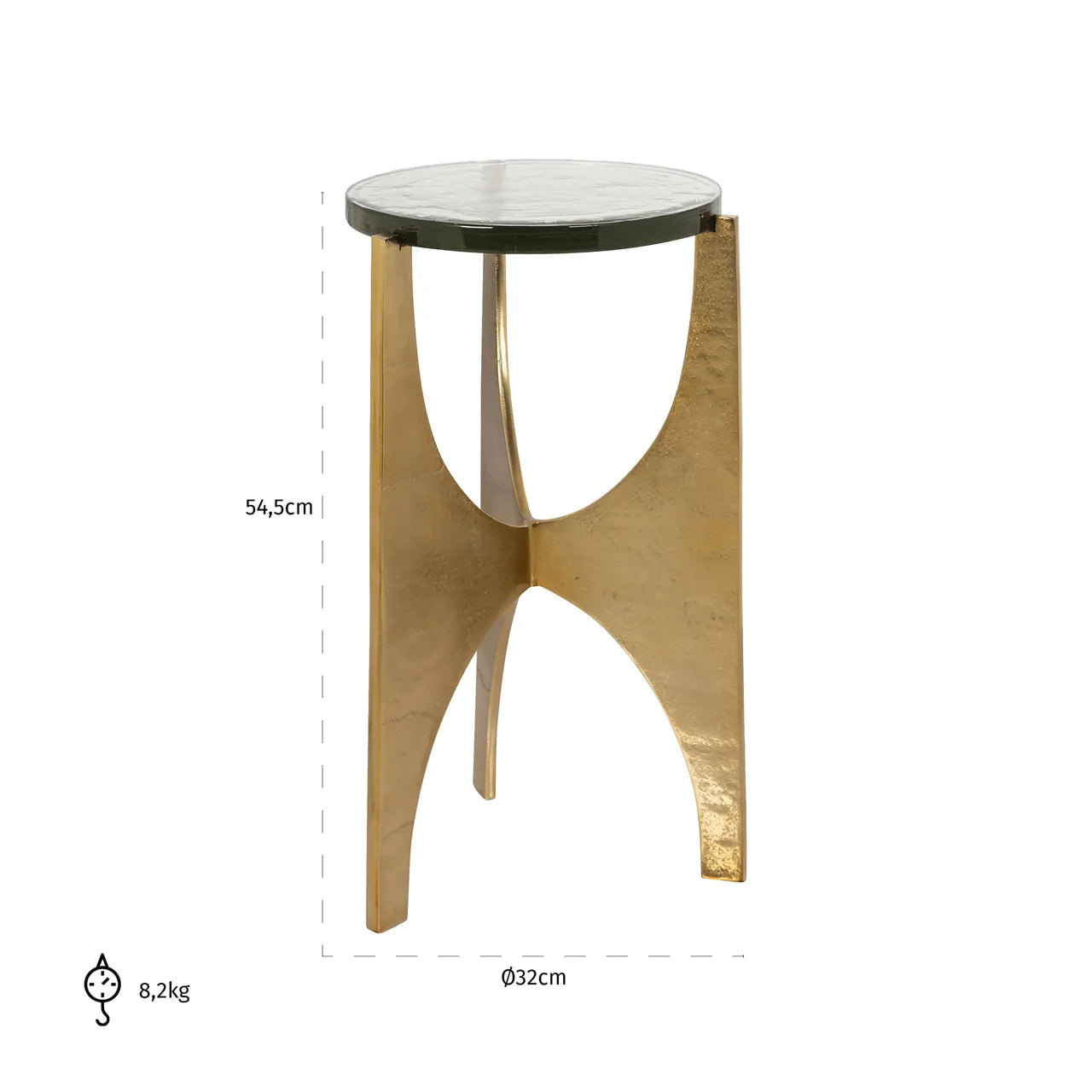 Richmond Interiors Avery Brushed Gold & Glass Round Side Table