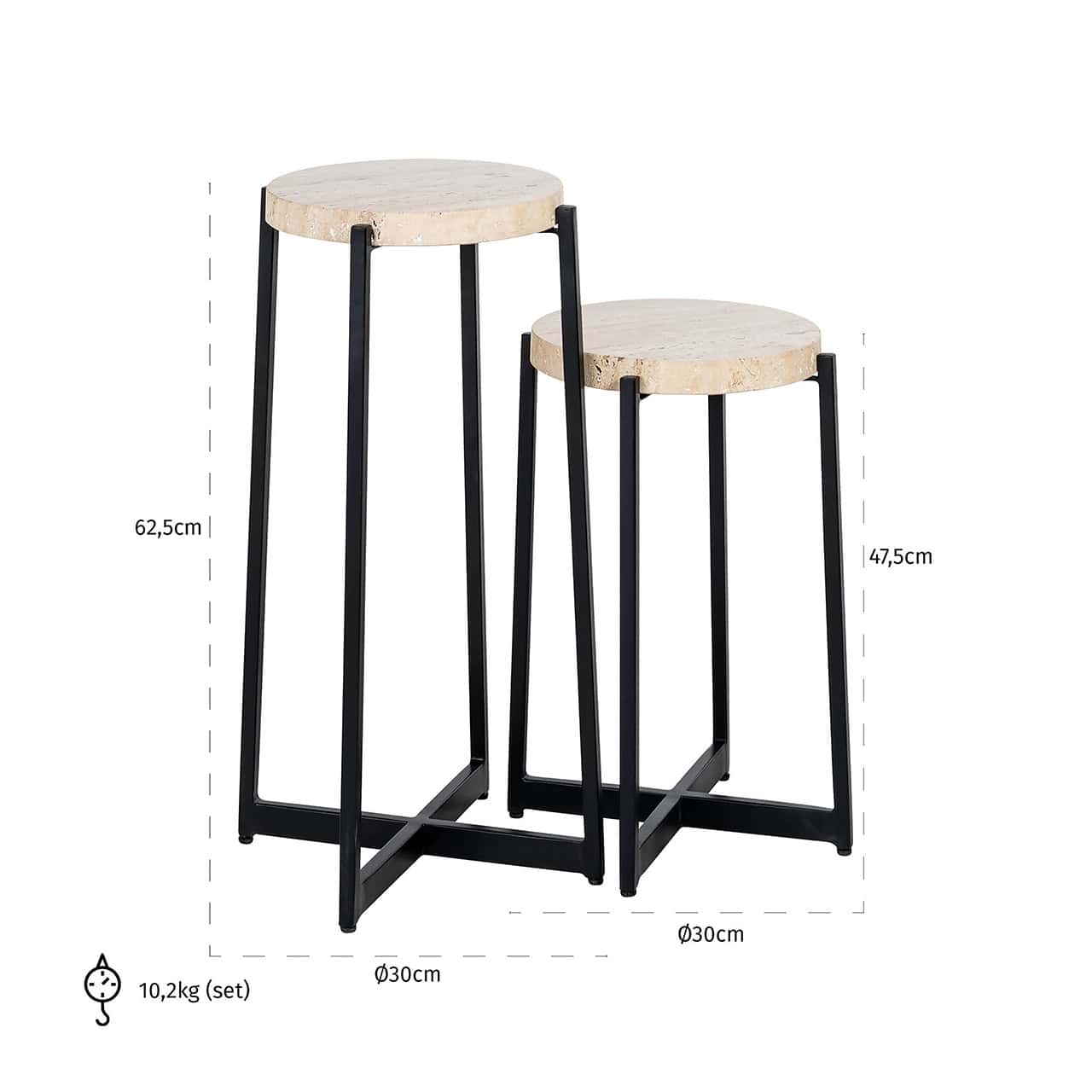 End table Dillinger set of 2 (Beige)