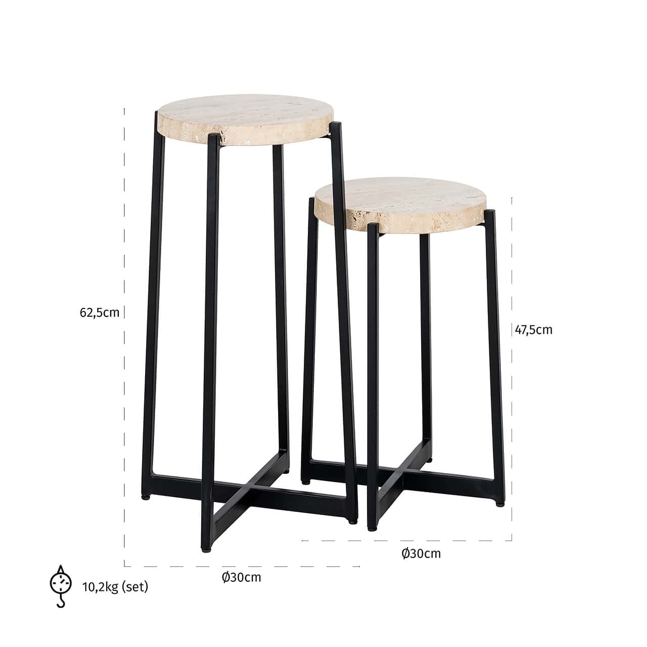 End table Dillinger set of 2 (Beige)