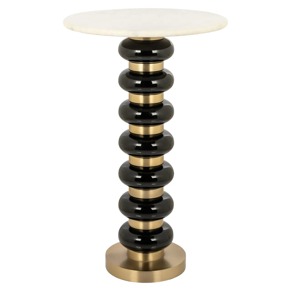 Richmond Interiors Barbara Black Glass & Gold Round Side Table