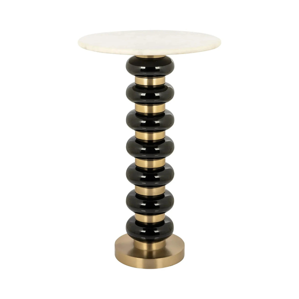 Richmond Interiors Barbara Black Glass & Gold Round Side Table