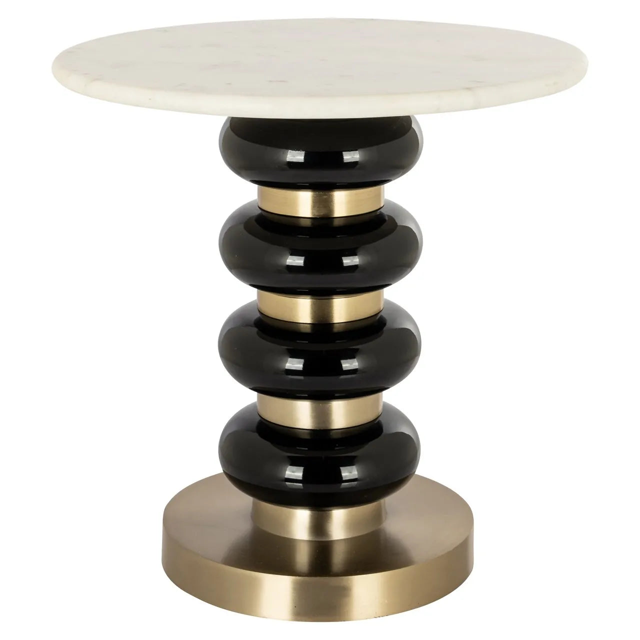 Richmond Interiors Boann Black Glass & Gold Round Side Table