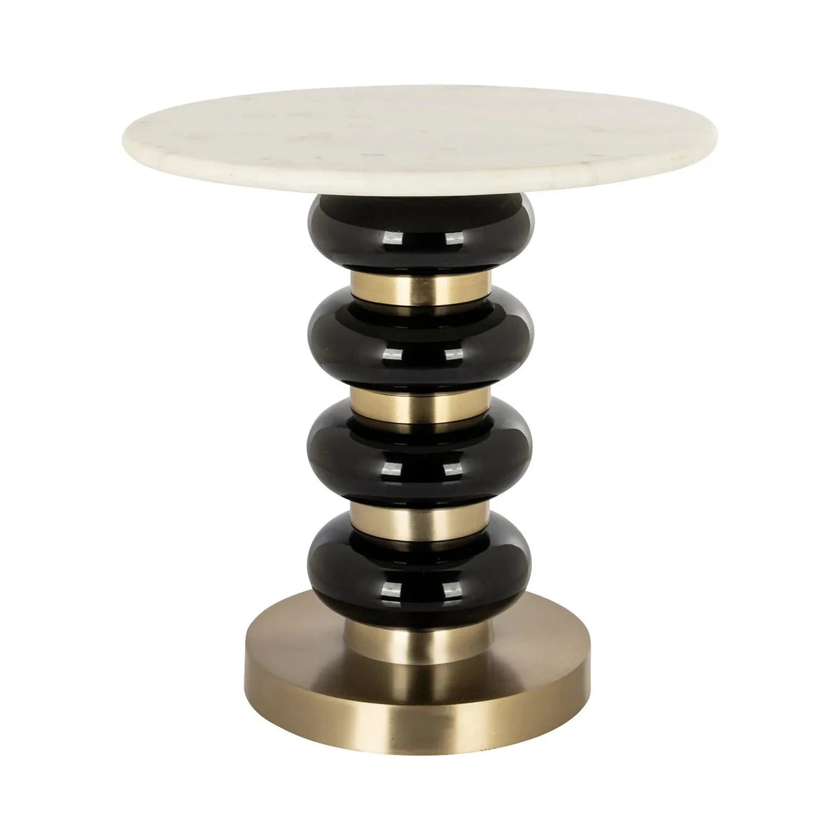 Richmond Interiors Boann Black Glass & Gold Round Side Table