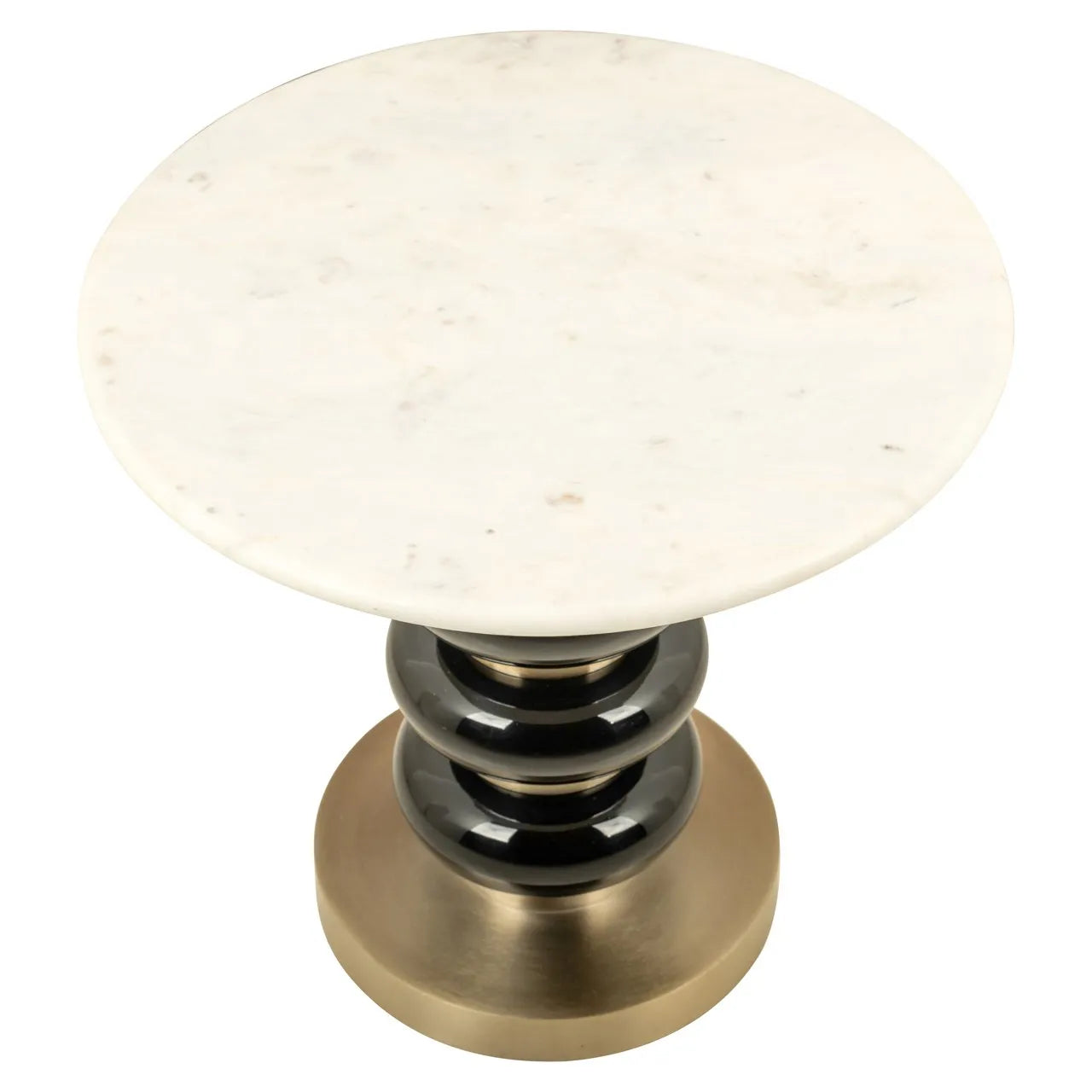 Richmond Interiors Boann Black Glass & Gold Round Side Table
