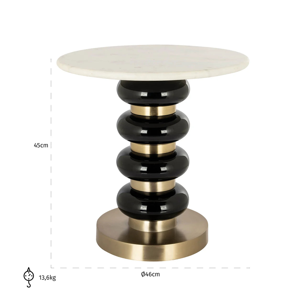 Richmond Interiors Boann Black Glass & Gold Round Side Table
